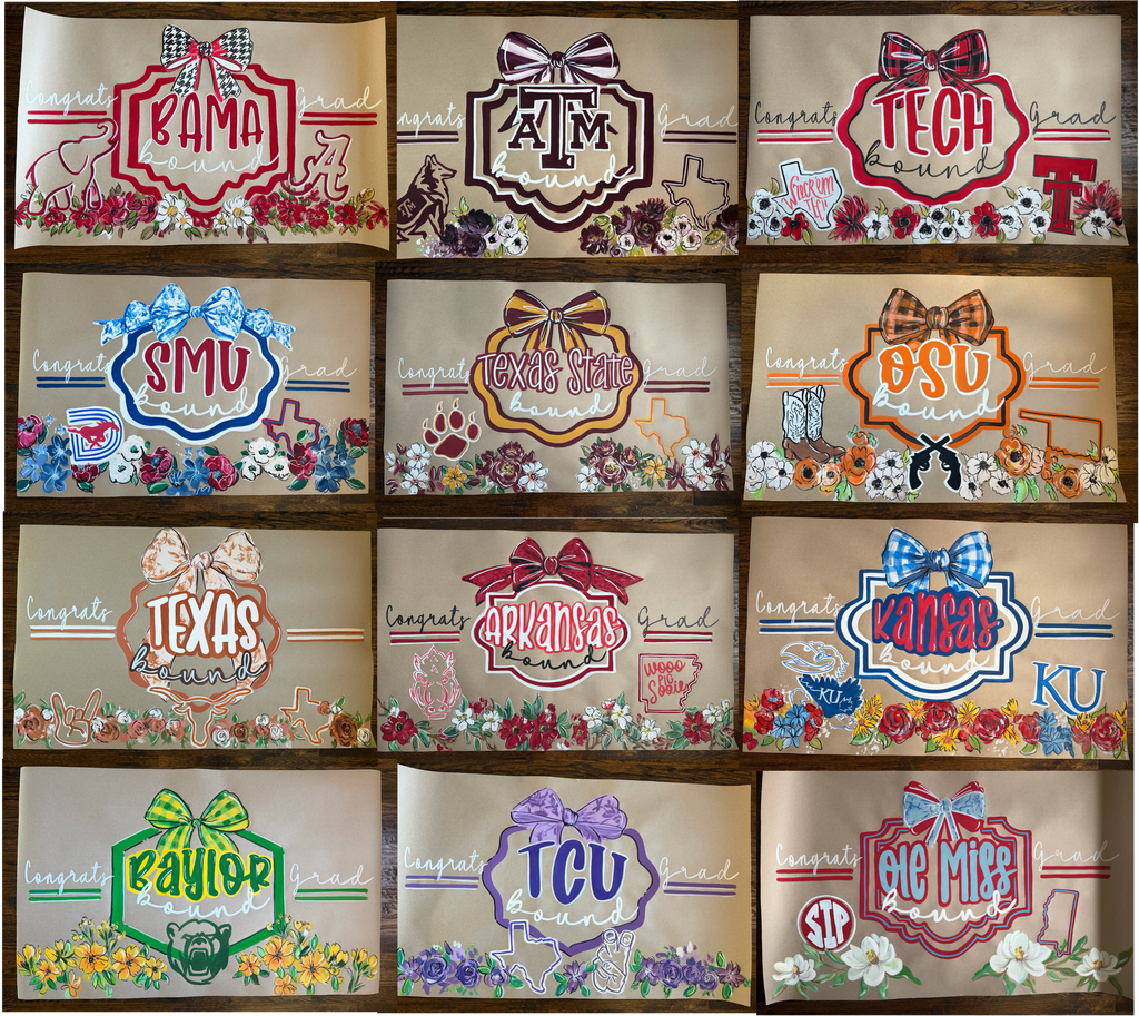 Hand painted, Crest and Charm - graduation banner