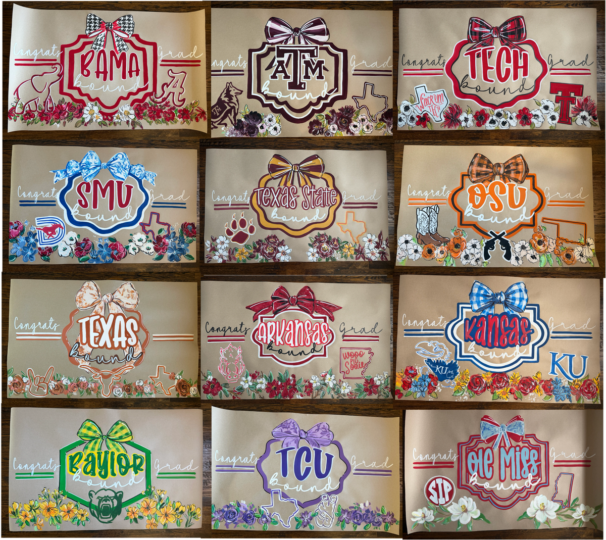 Hand painted, Crest and Charm - graduation banner