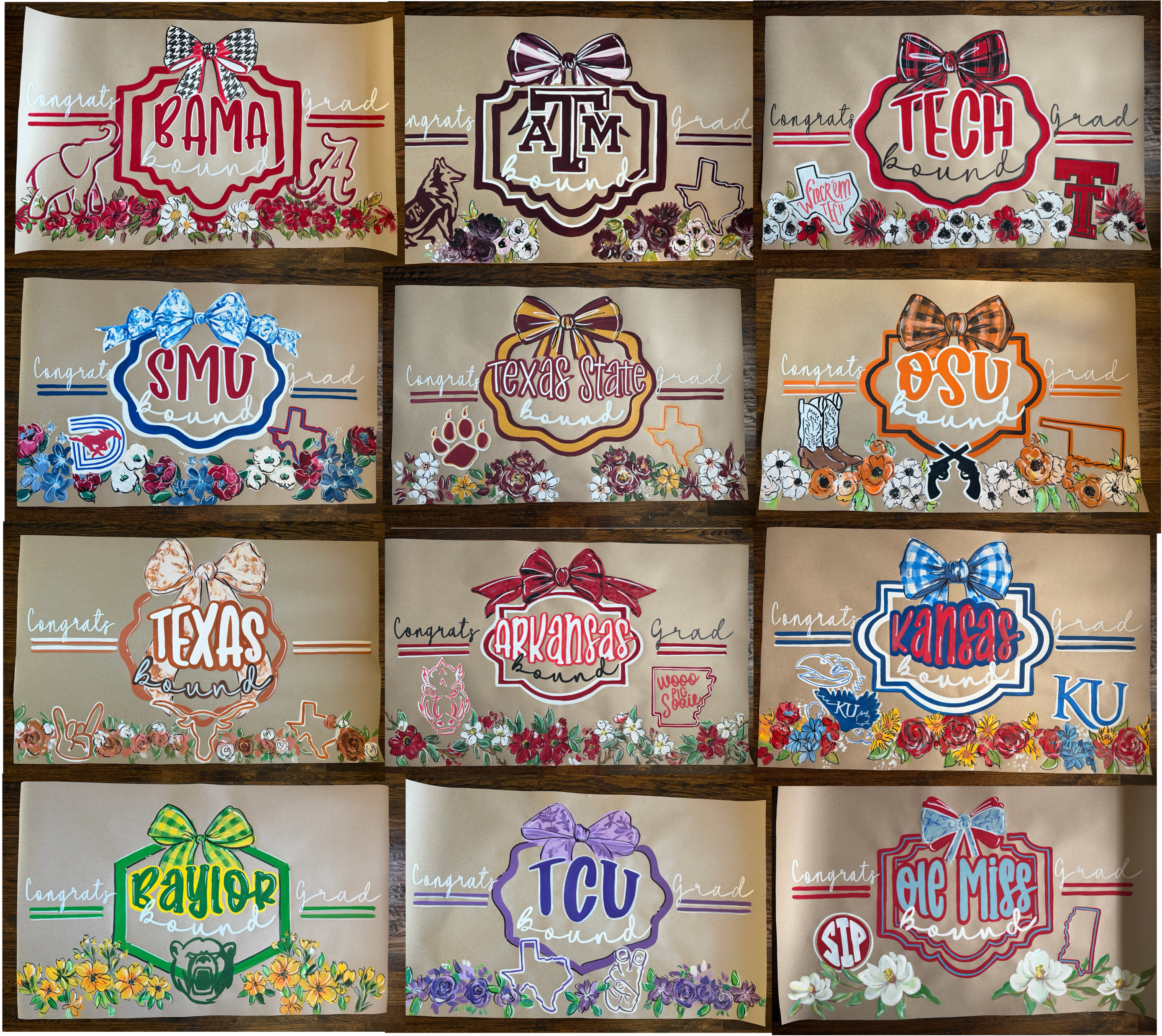 Hand painted, Crest and Charm - graduation banner