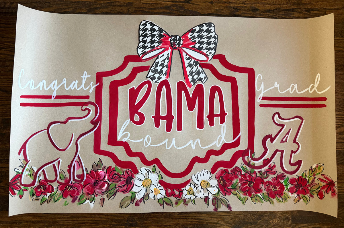 Hand painted, Crest and Charm - graduation banner