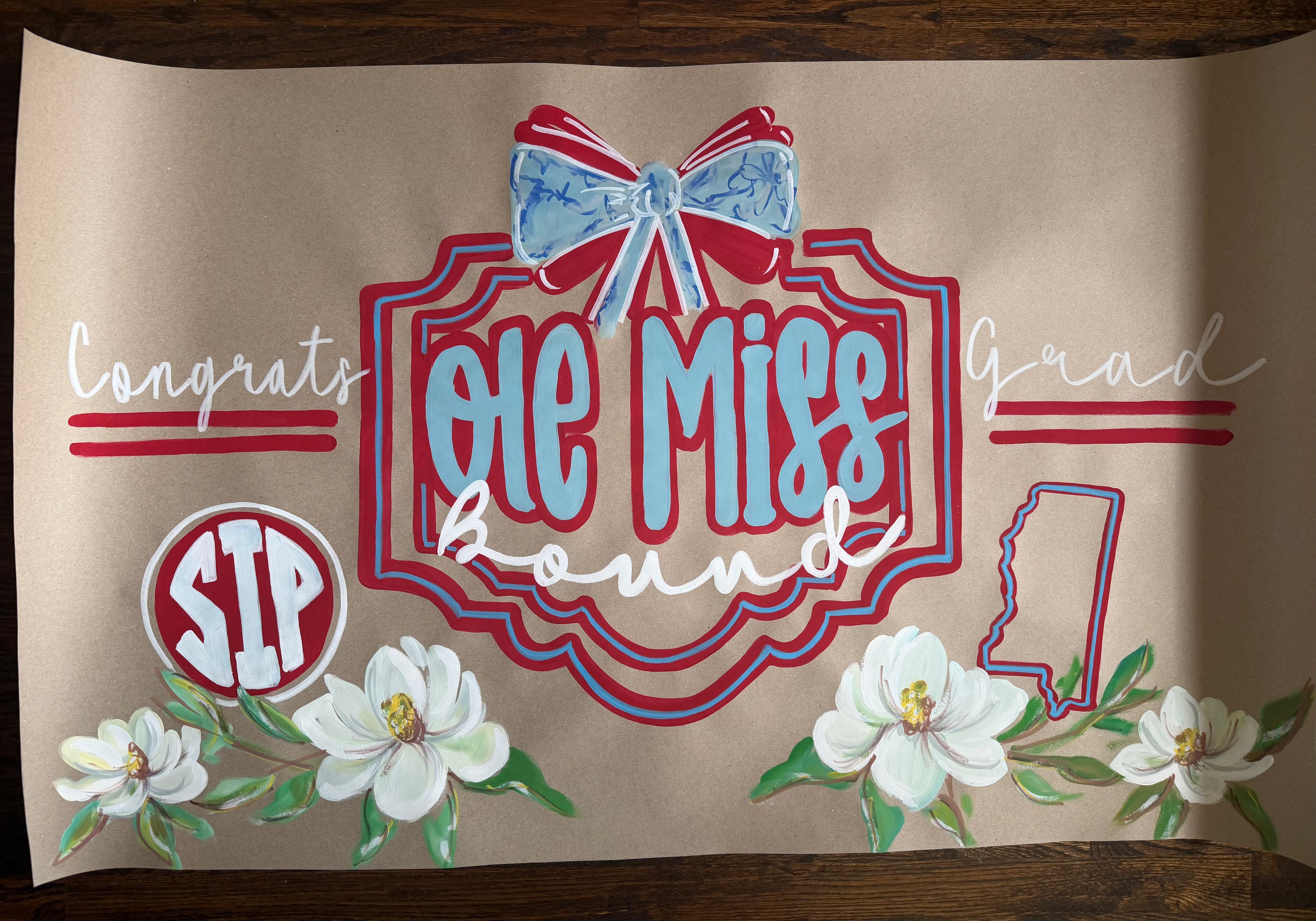 Hand painted, Crest and Charm - graduation banner