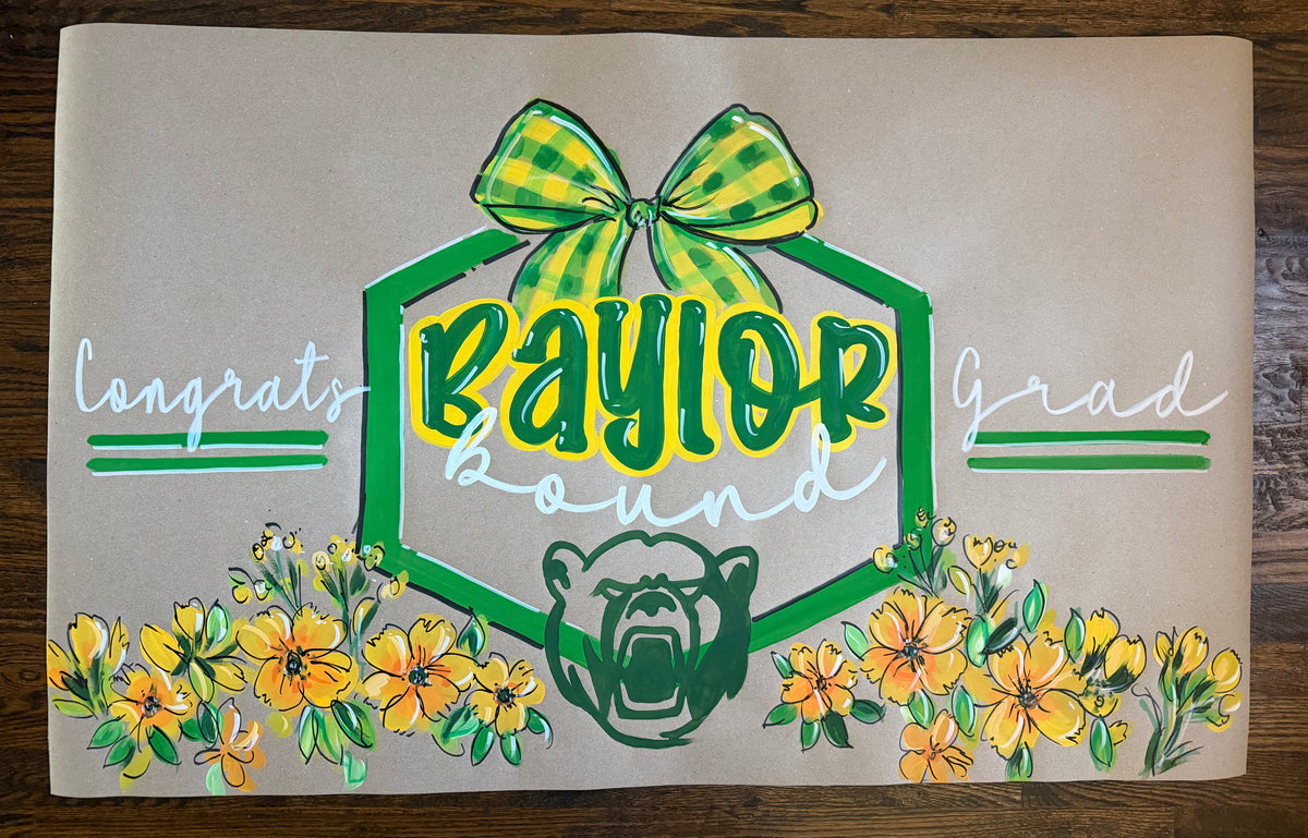 Hand painted, Crest and Charm - graduation banner