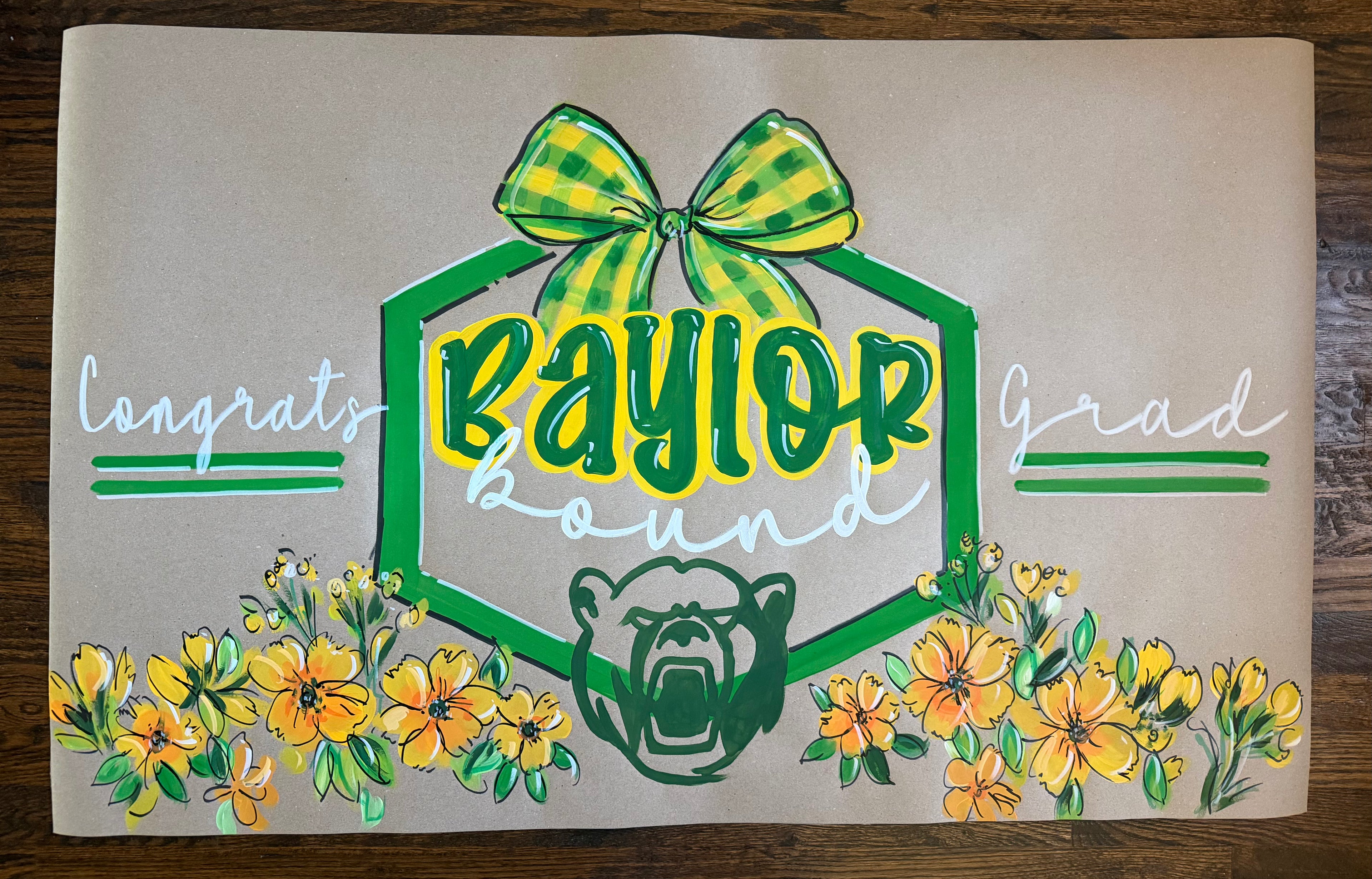 Hand painted, Crest and Charm - graduation banner