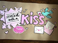 Sealed with a KISS, Valentine's party banner, pink hearts and blue bird