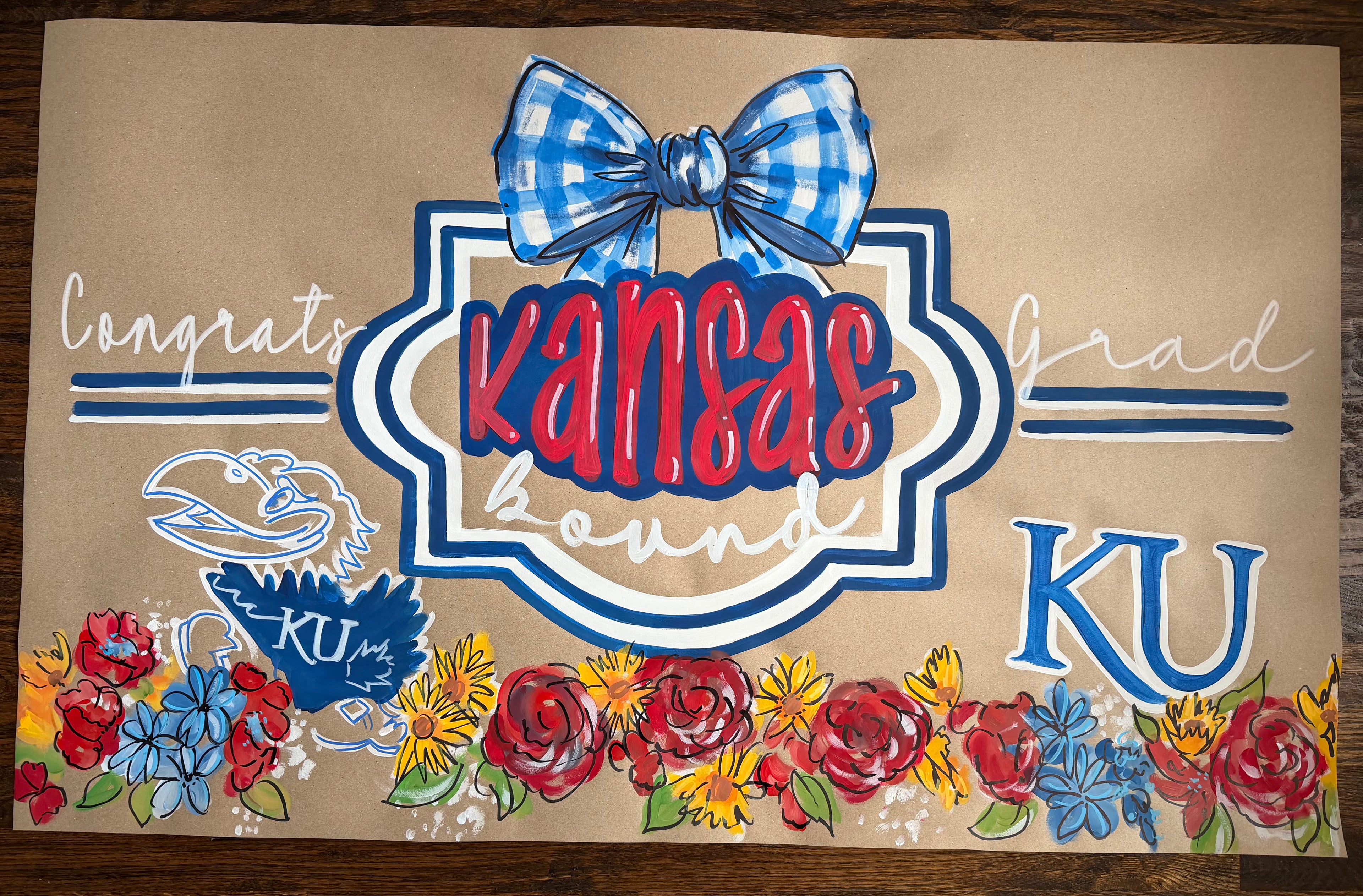 Hand painted, Crest and Charm - graduation banner