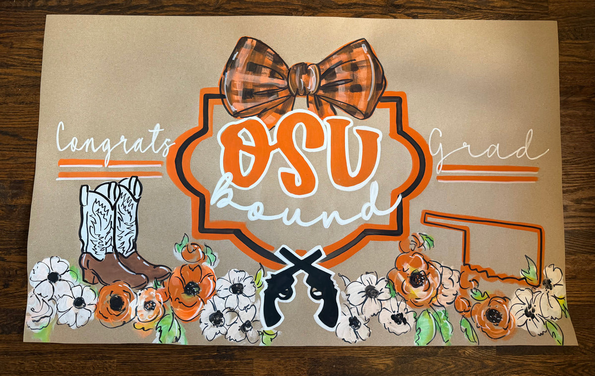 Hand painted, Crest and Charm - graduation banner