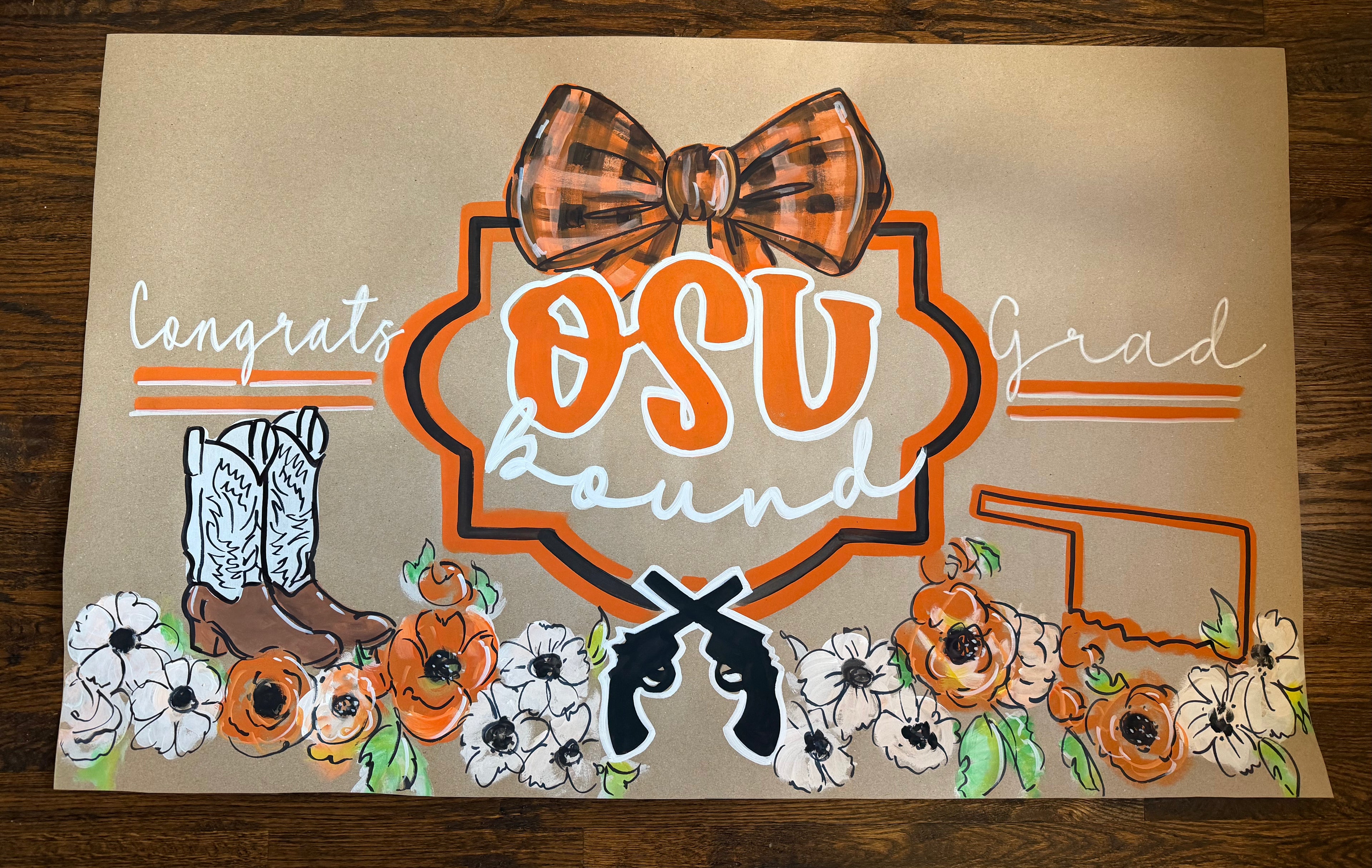 Hand painted, Crest and Charm - graduation banner