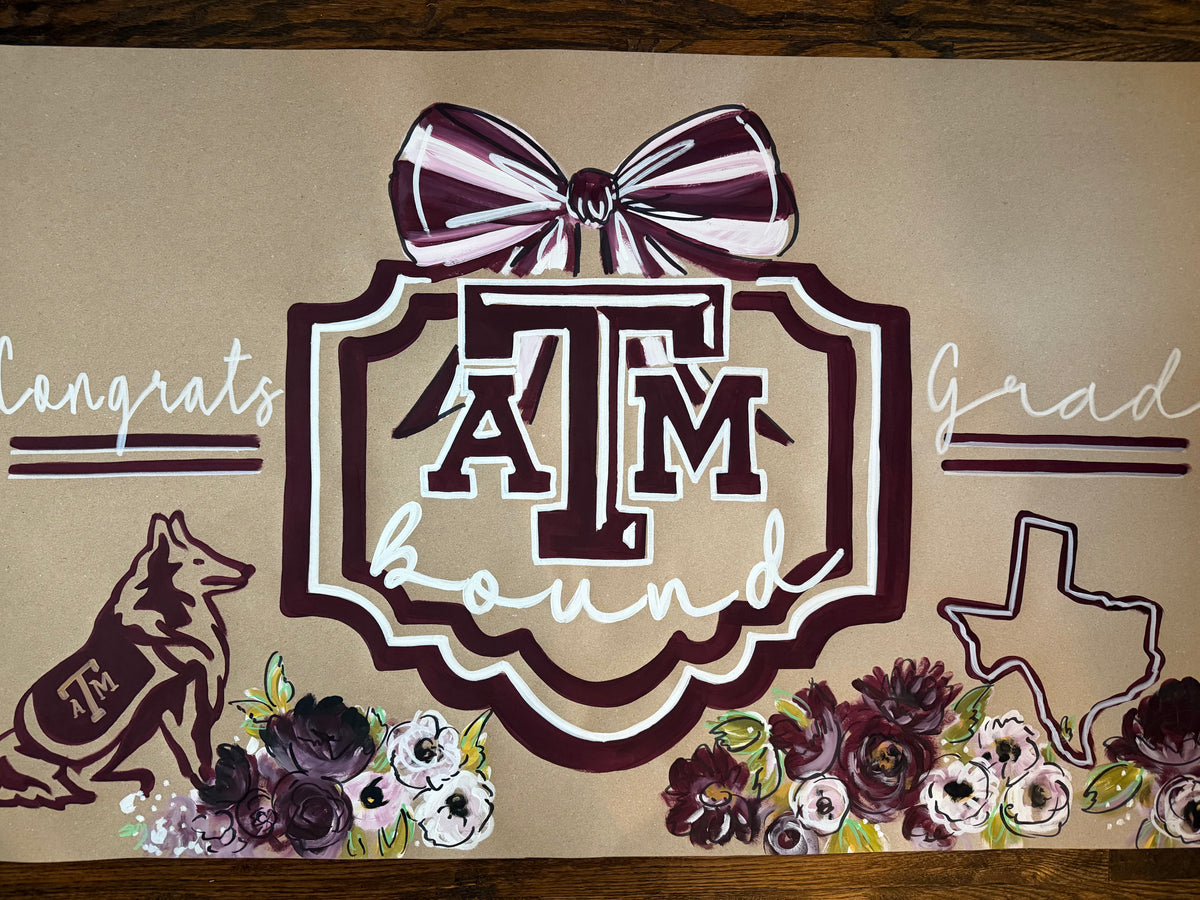 Hand painted, Crest and Charm - graduation banner