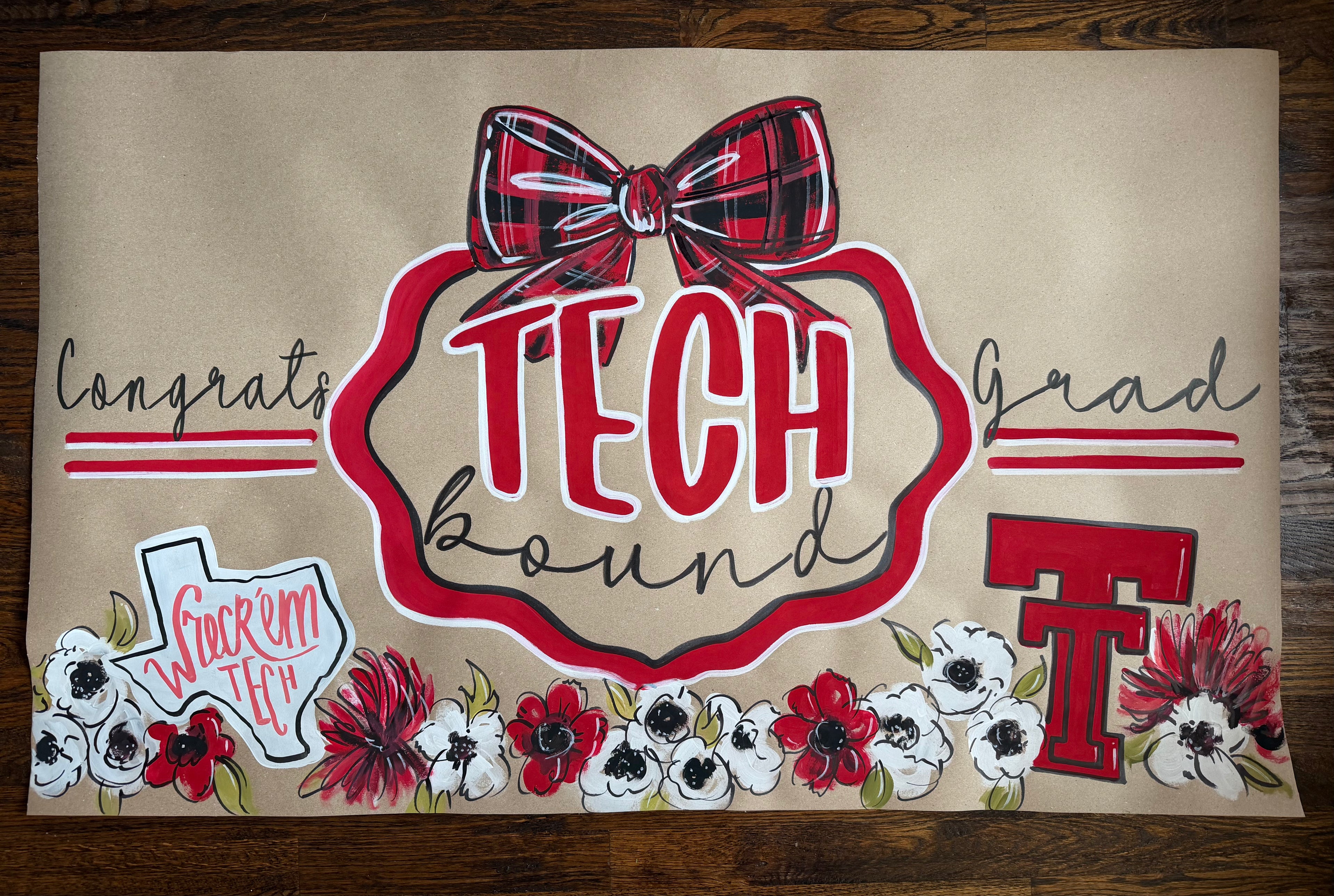 Hand painted, Crest and Charm - graduation banner