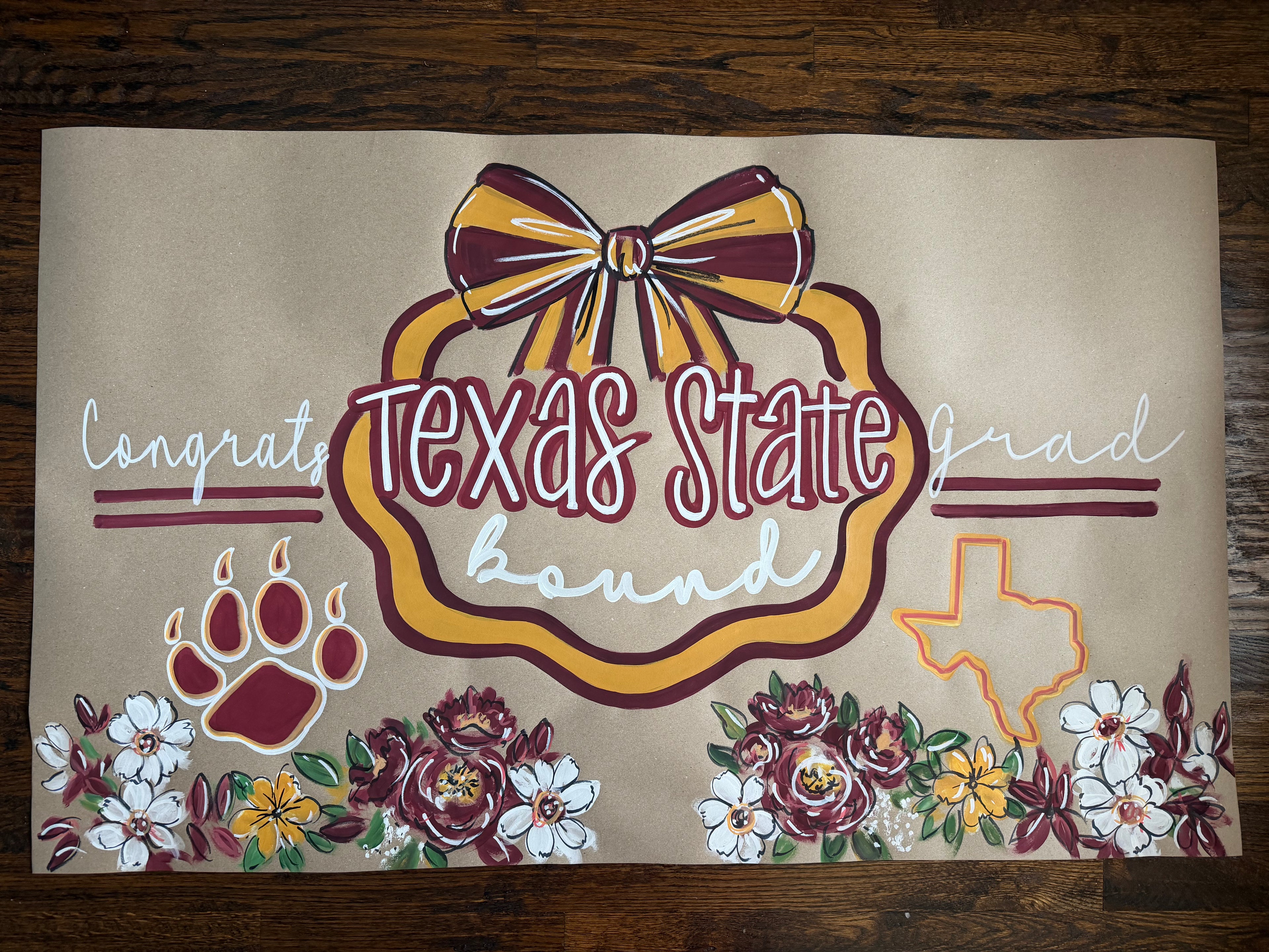 Hand painted, Crest and Charm - graduation banner