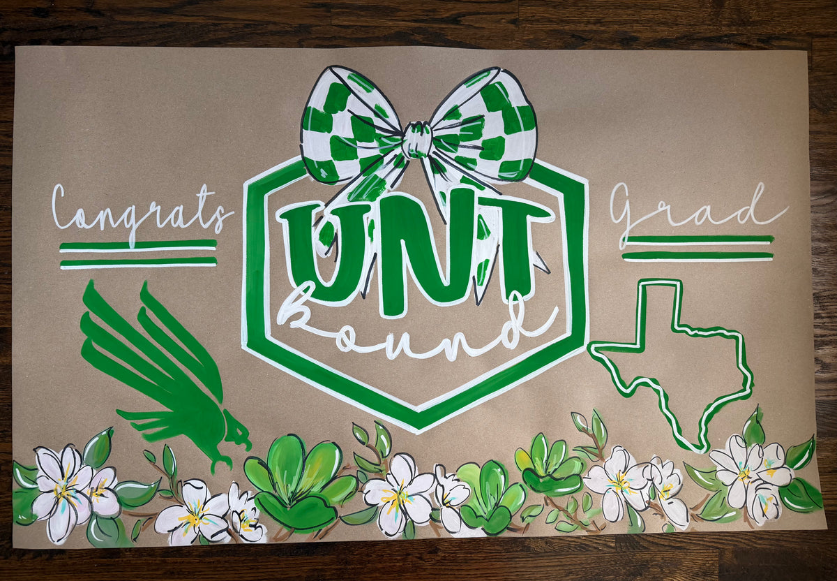 Hand painted, Crest and Charm - graduation banner