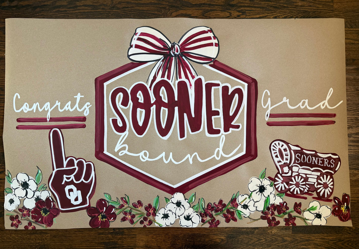 Hand painted, Crest and Charm - graduation banner