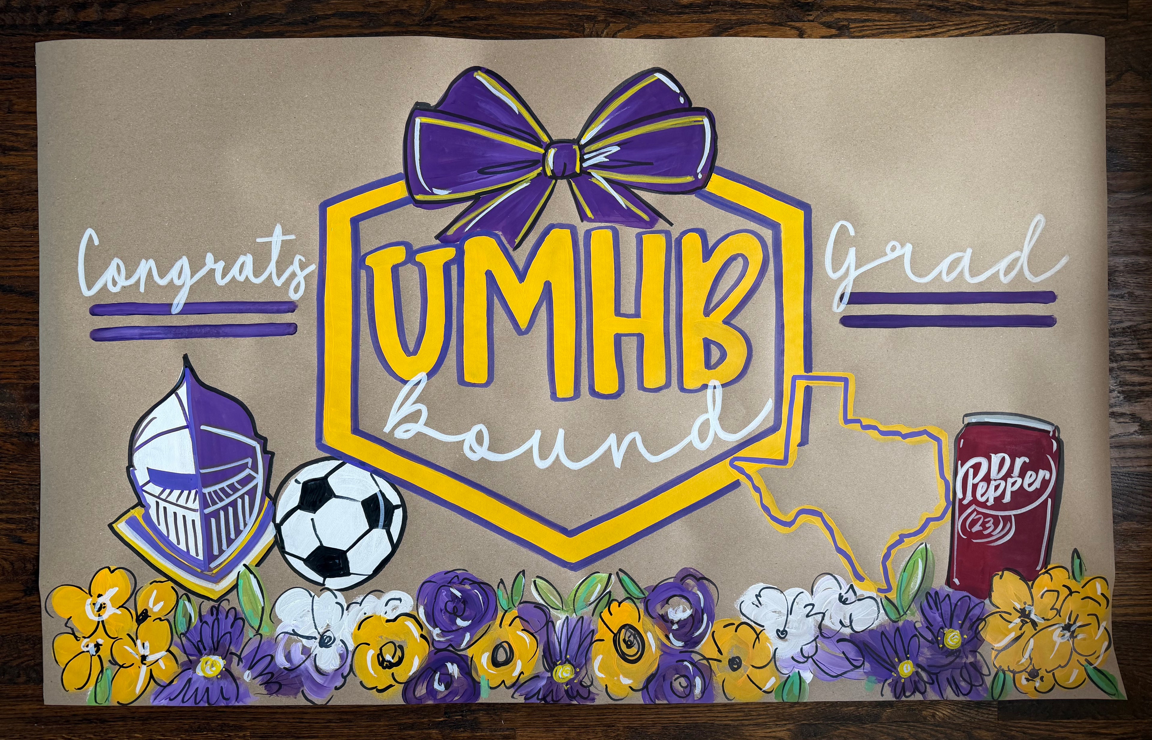 Hand painted, Crest and Charm - graduation banner