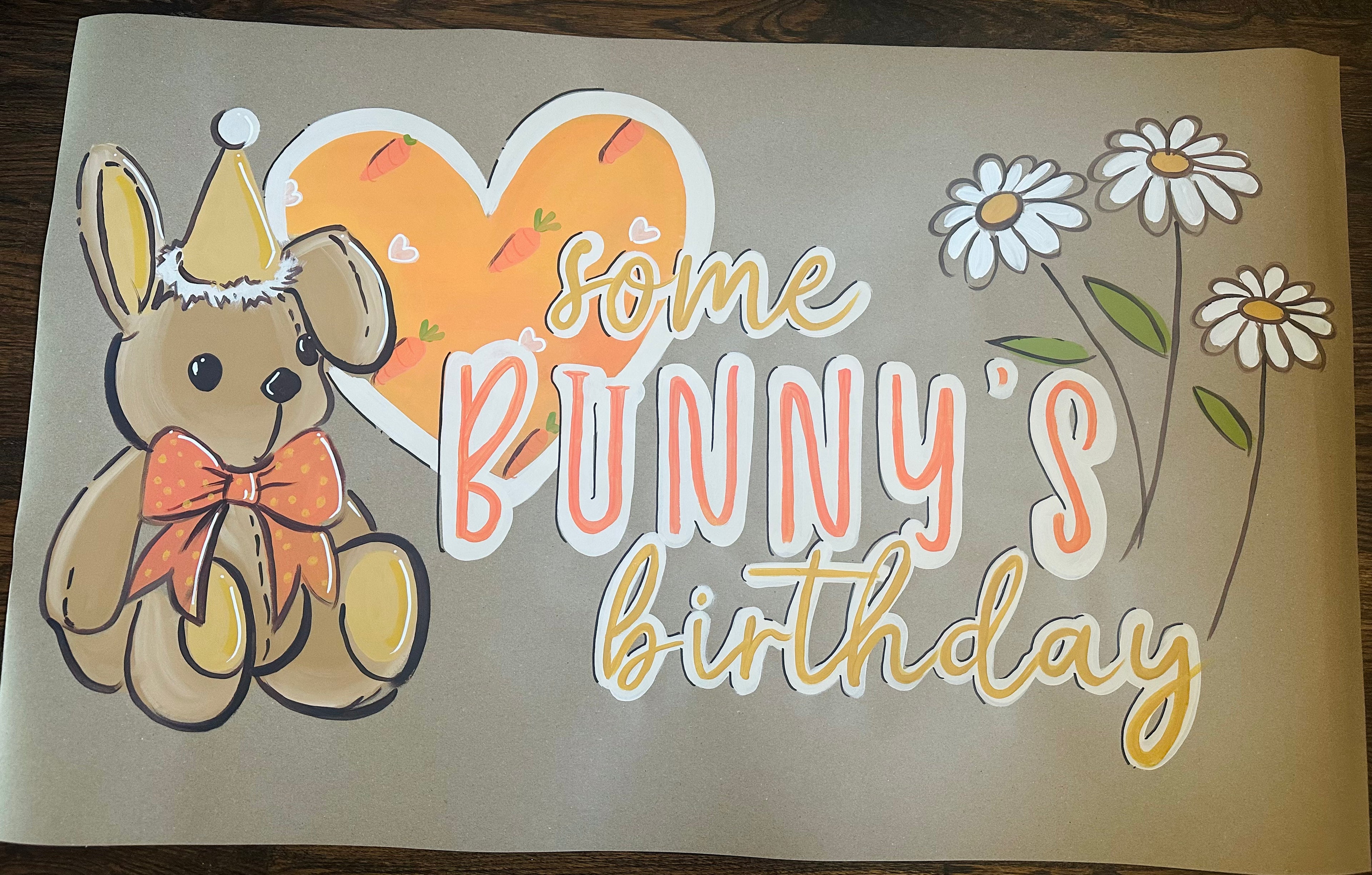 some bunny's birthday, spring theme birthday party Banner