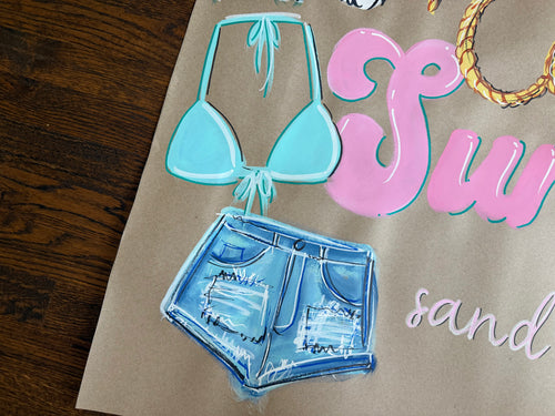Cowgirl Summer, sand in boots - painted banner