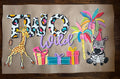 Two Wild Animal print party - painted banner