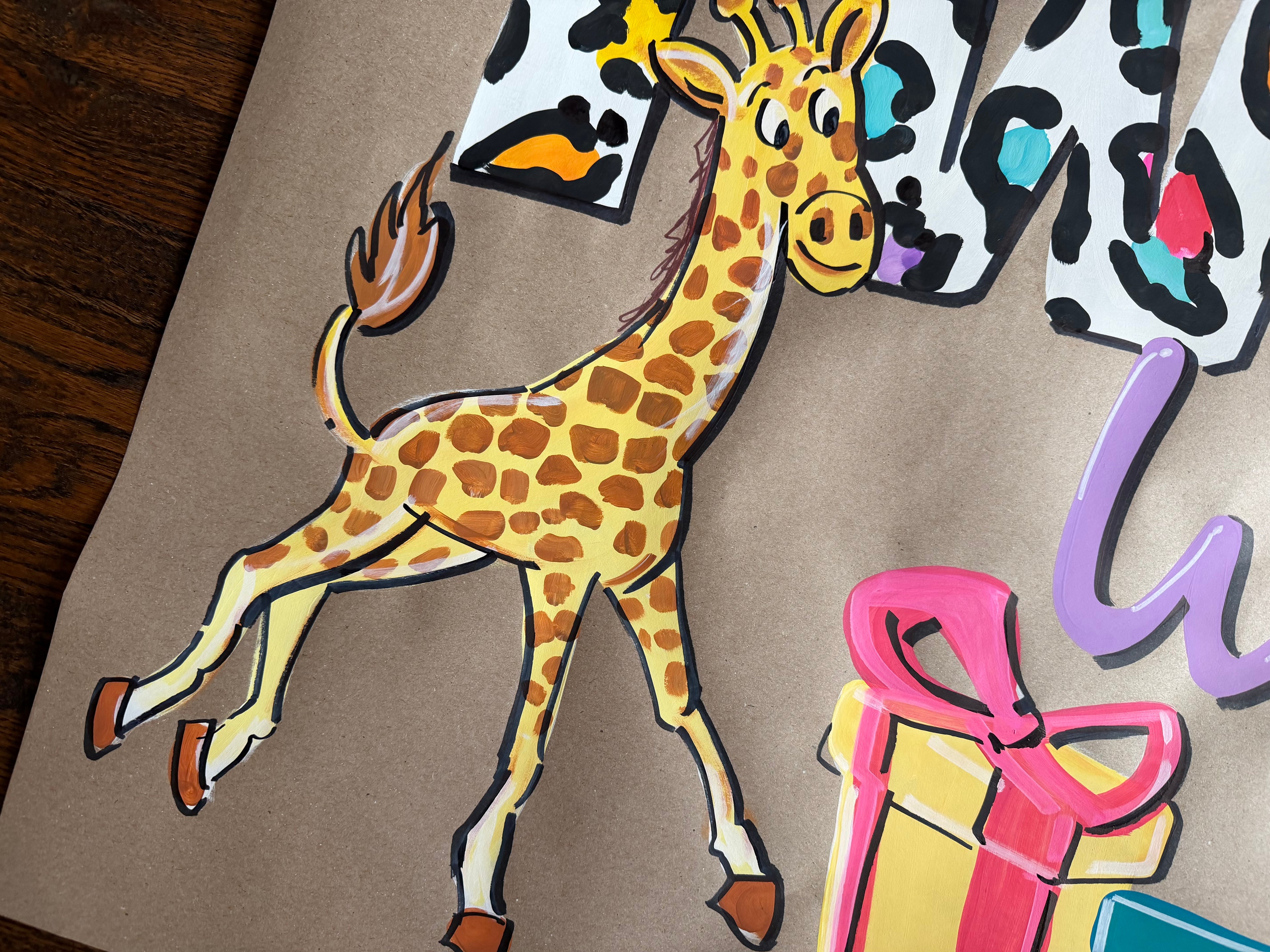 Two Wild Animal print party - painted banner
