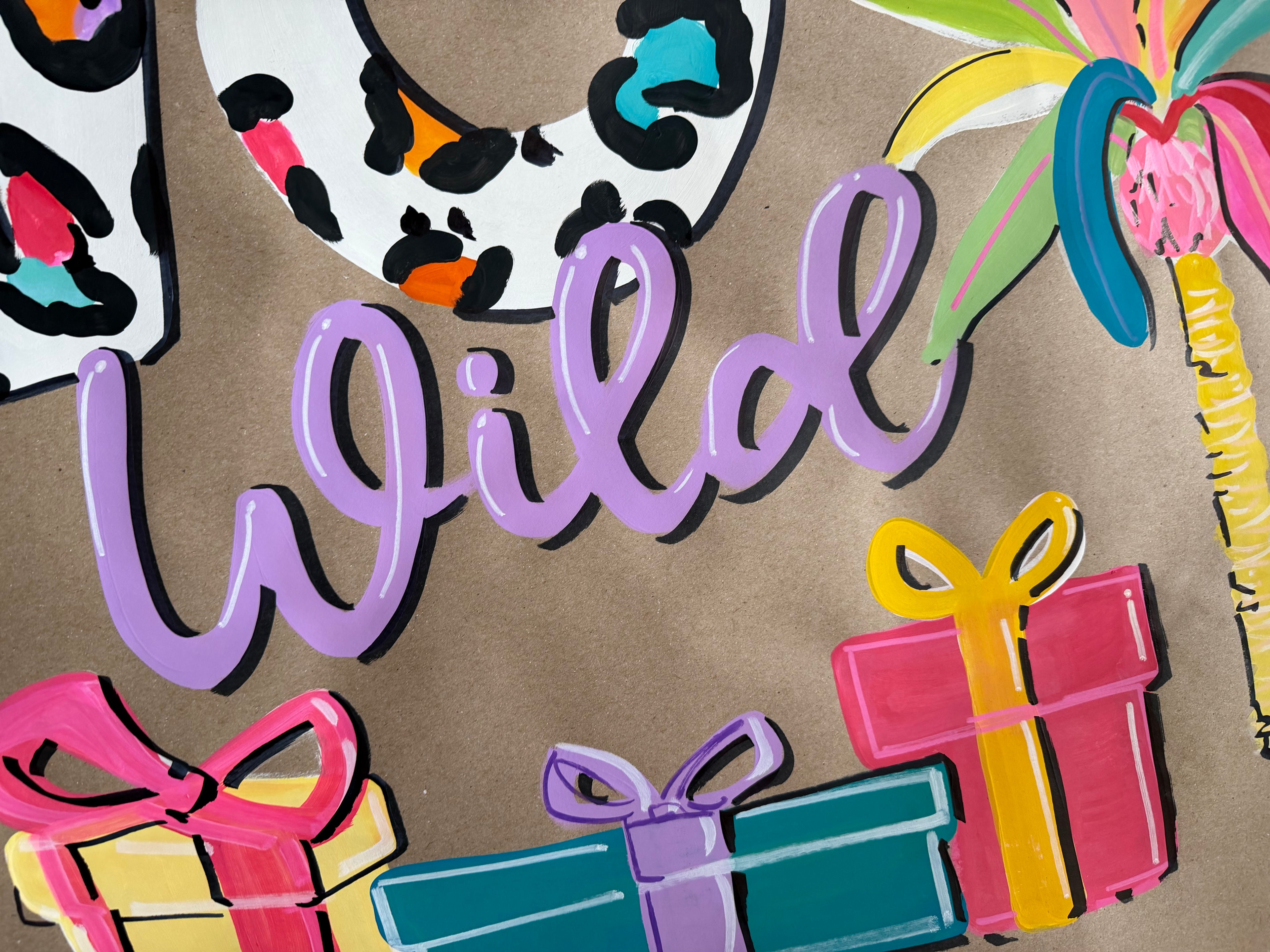 Two Wild Animal print party - painted banner