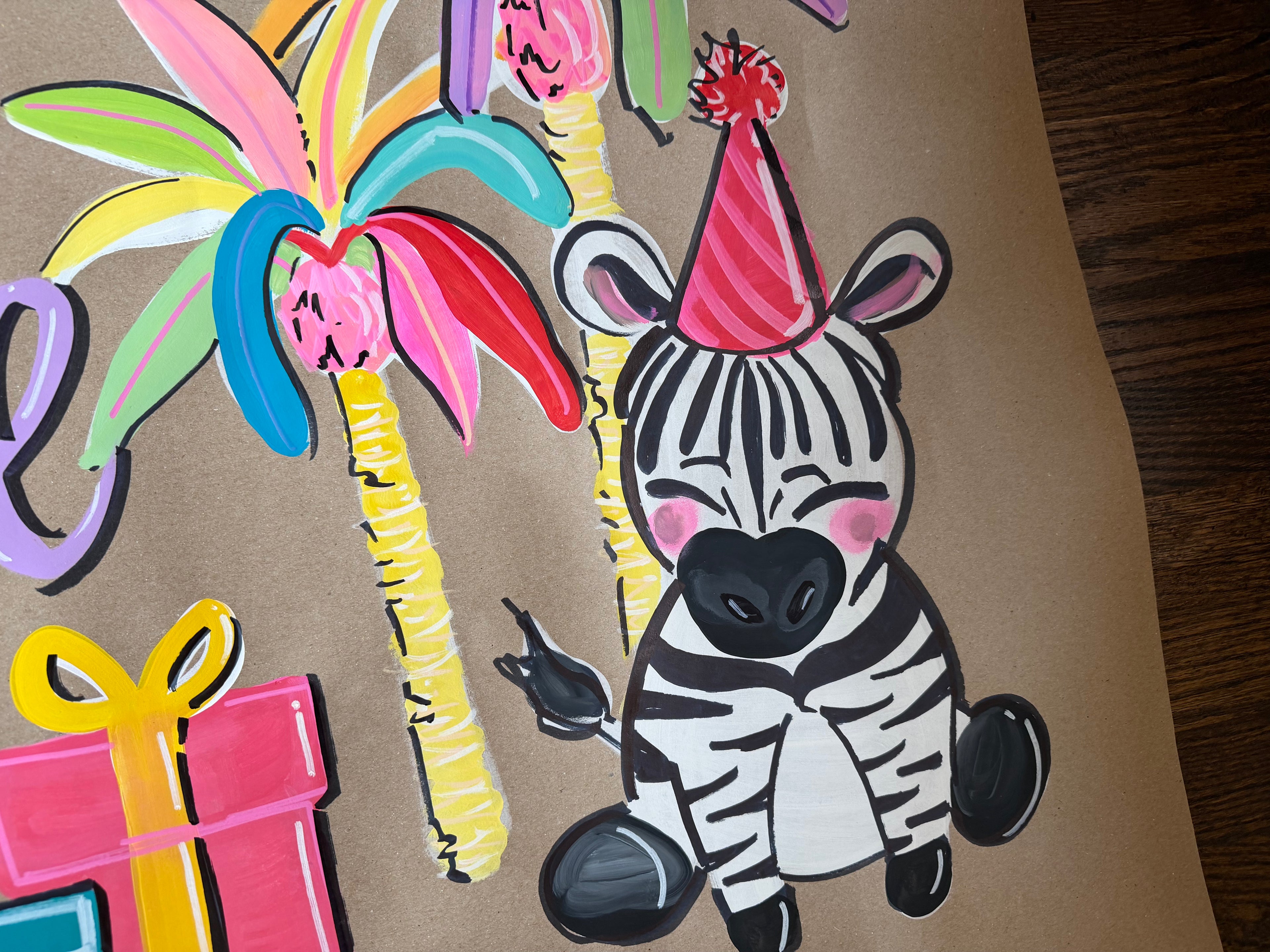 Two Wild Animal print party - painted banner