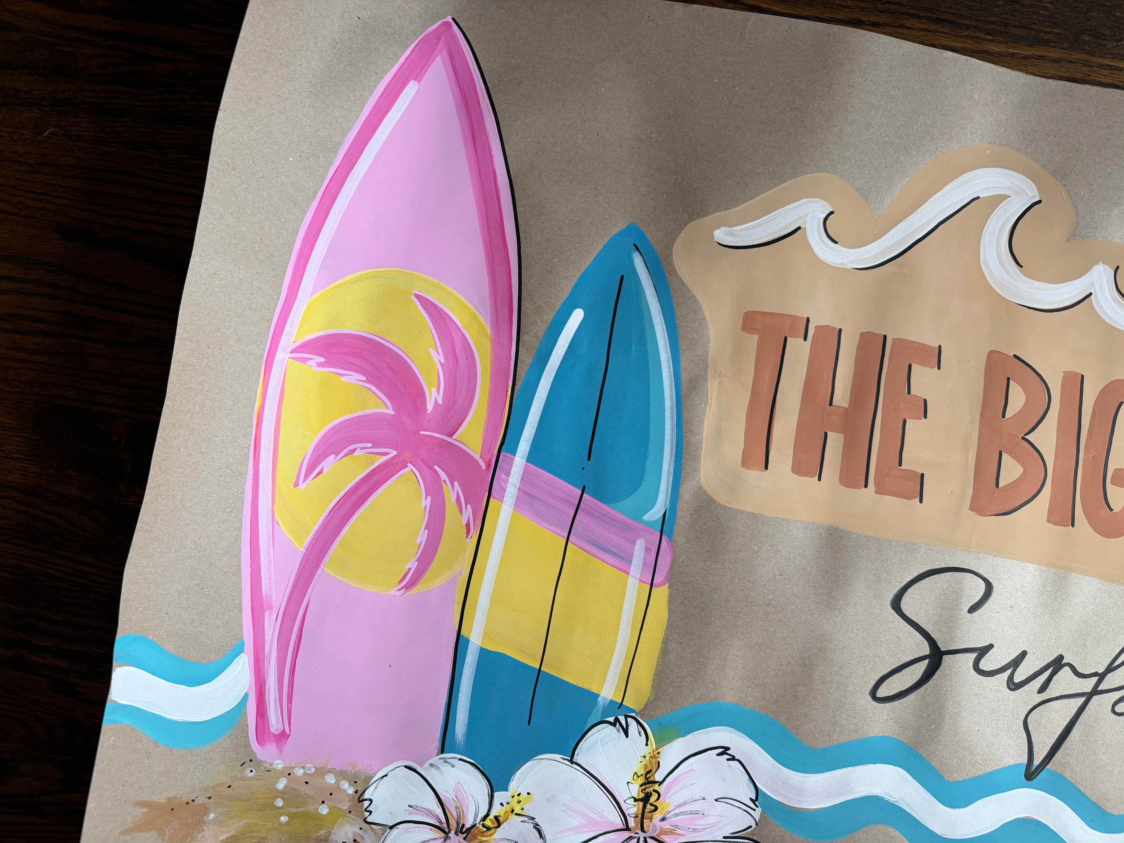 The Big One Surf birthday - painted banner