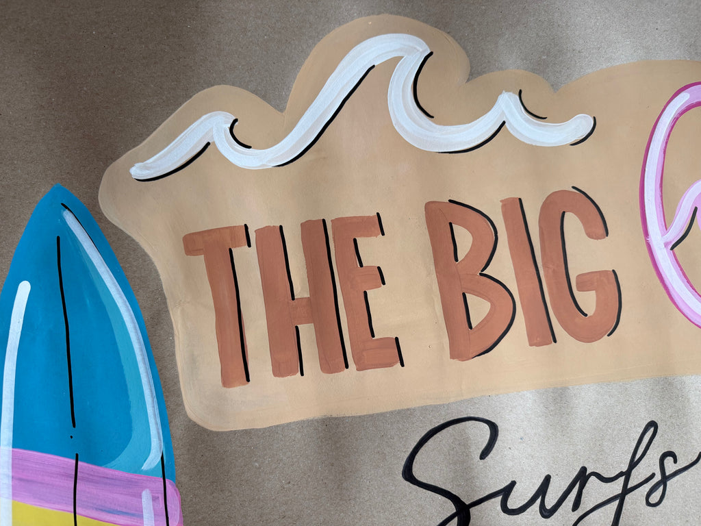 The Big One Surf birthday - painted banner