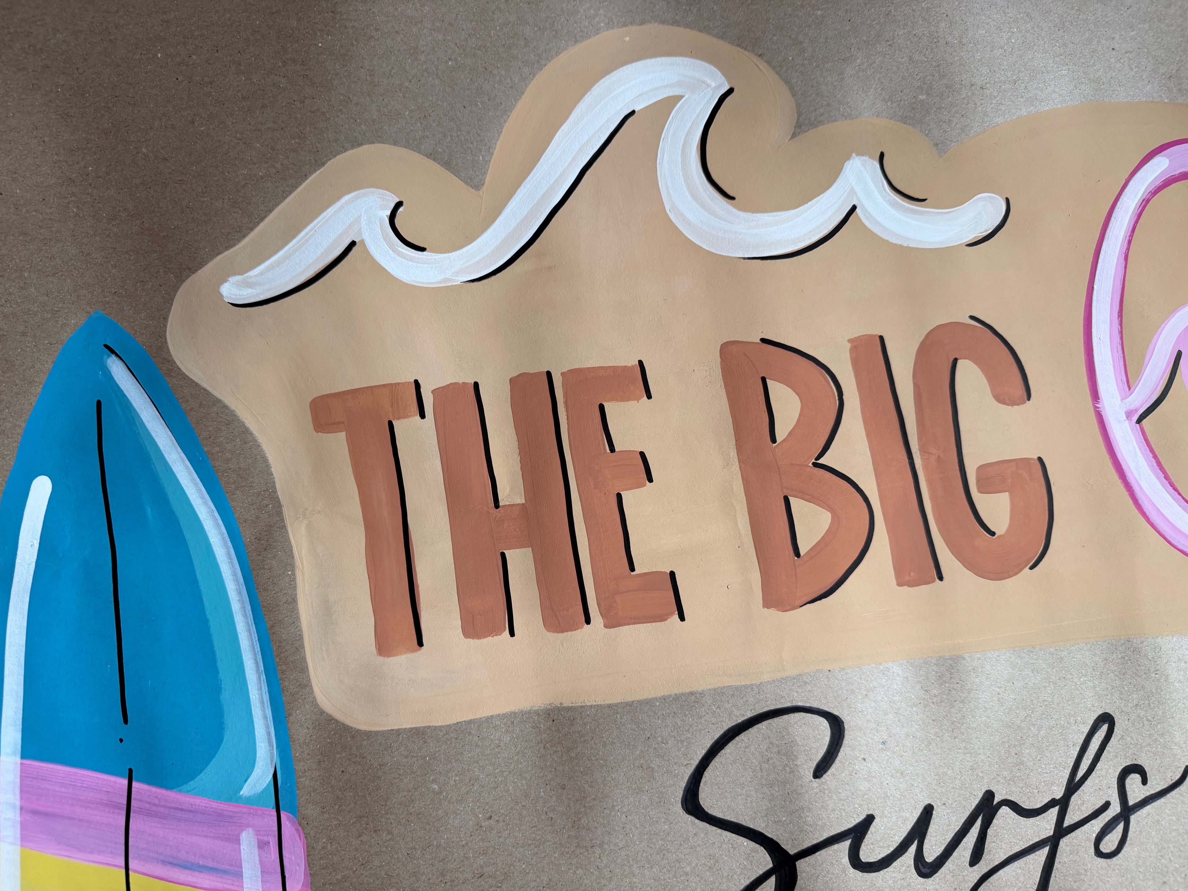The Big One Surf birthday - painted banner