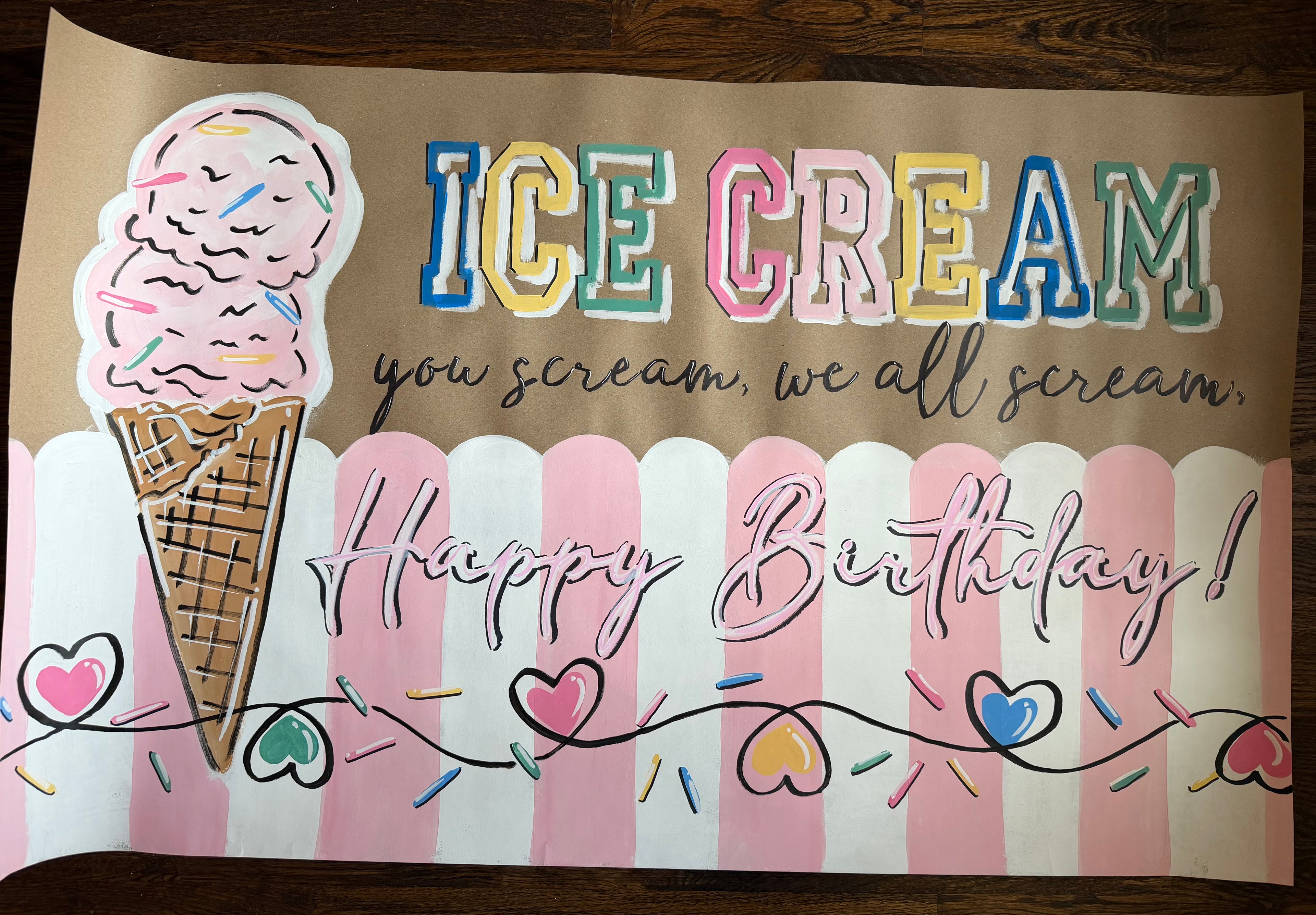 Ice Cream Birthday - painted banner