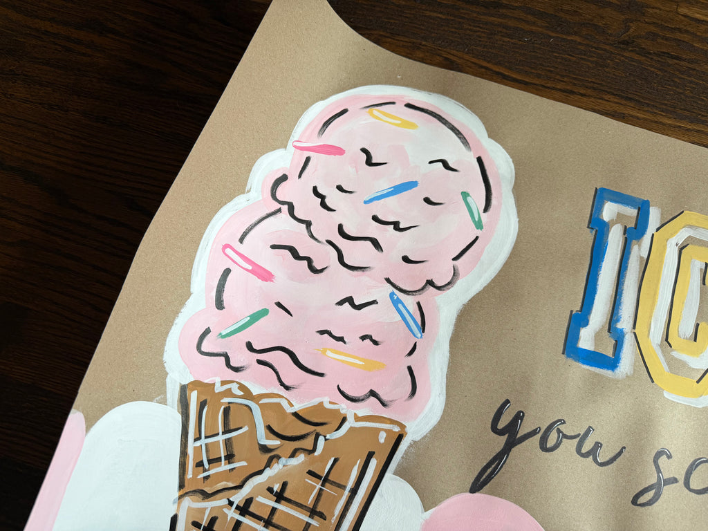 Ice Cream Birthday - painted banner
