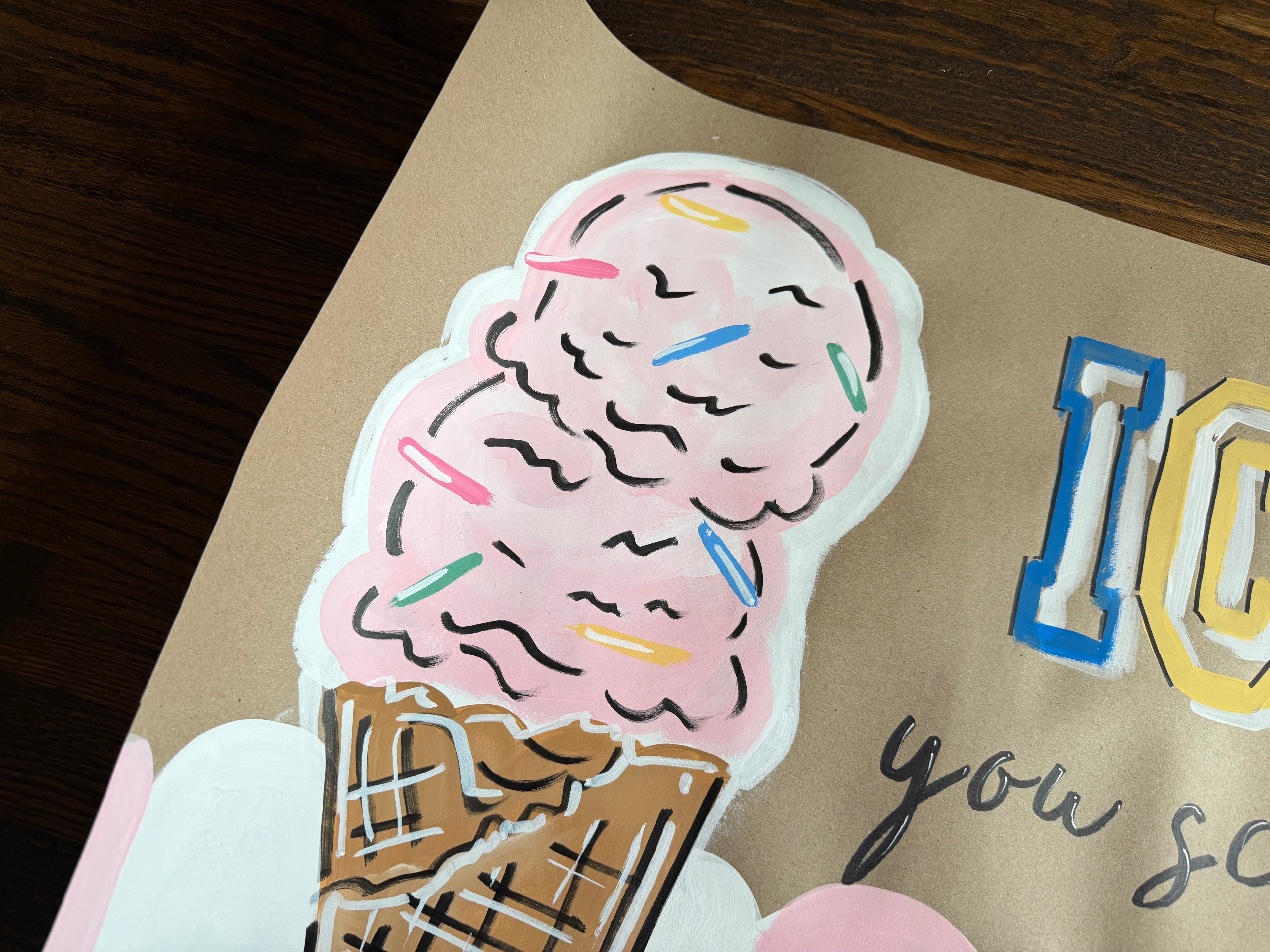 Ice Cream Birthday - painted banner