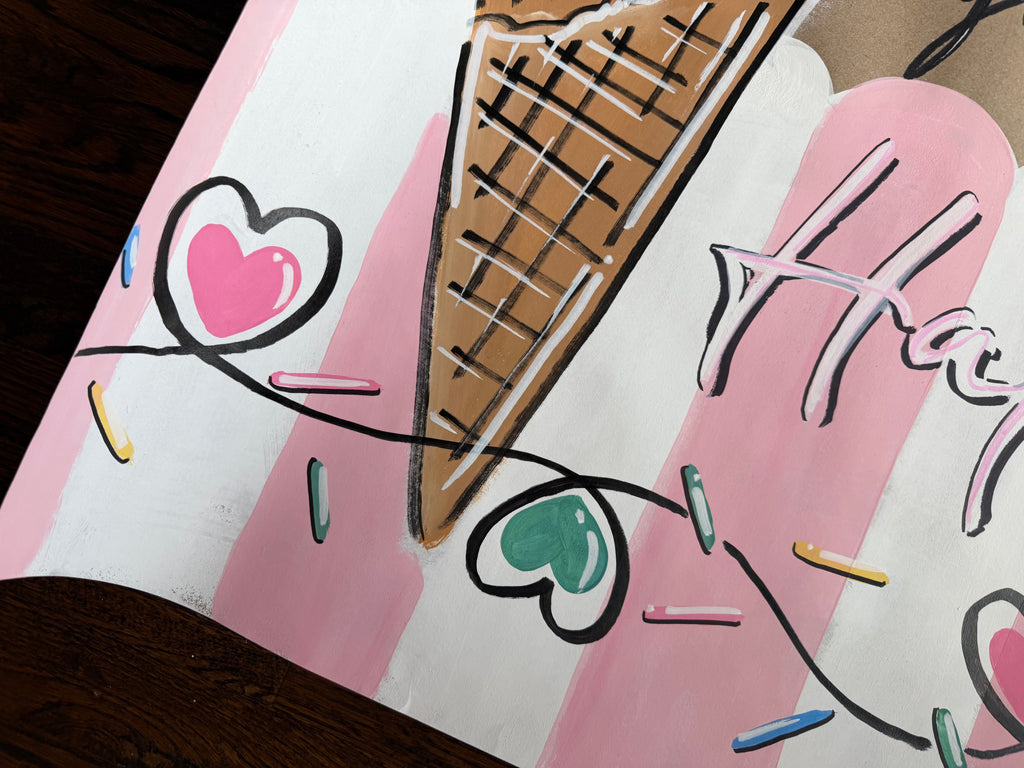 Ice Cream Birthday - painted banner
