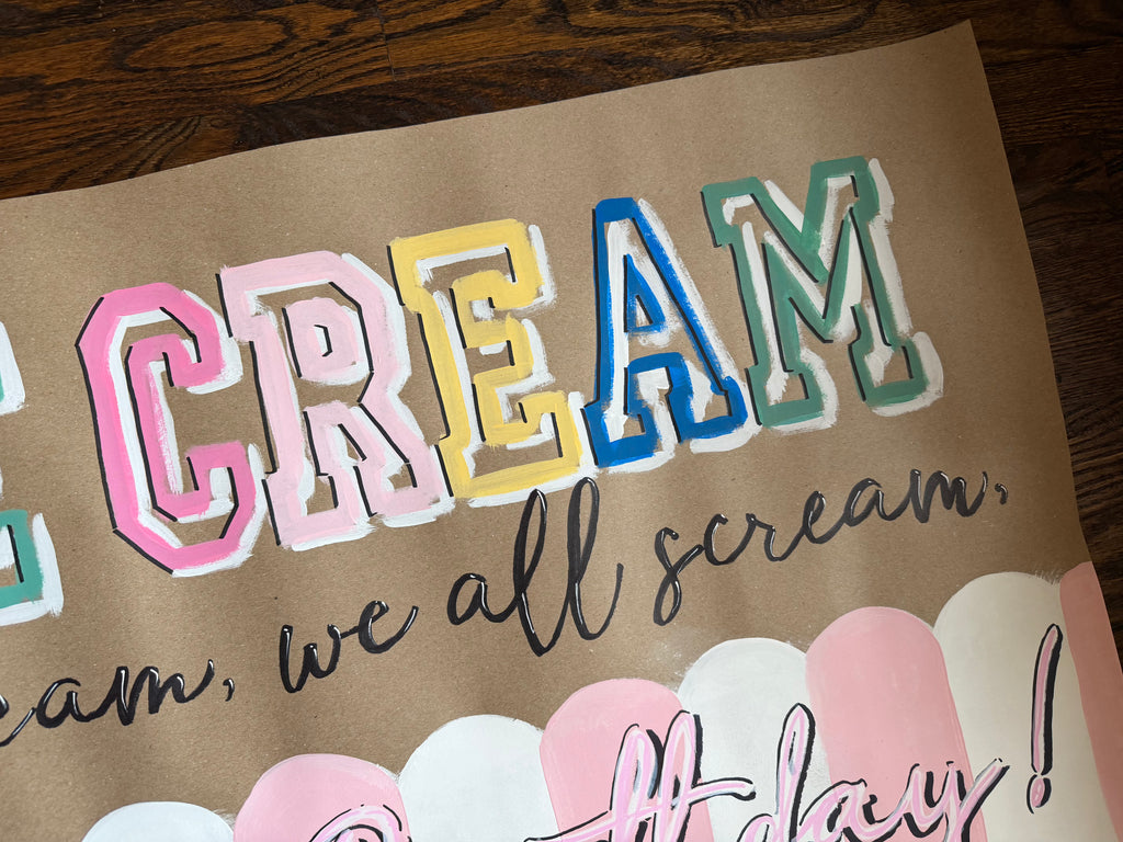 Ice Cream Birthday - painted banner