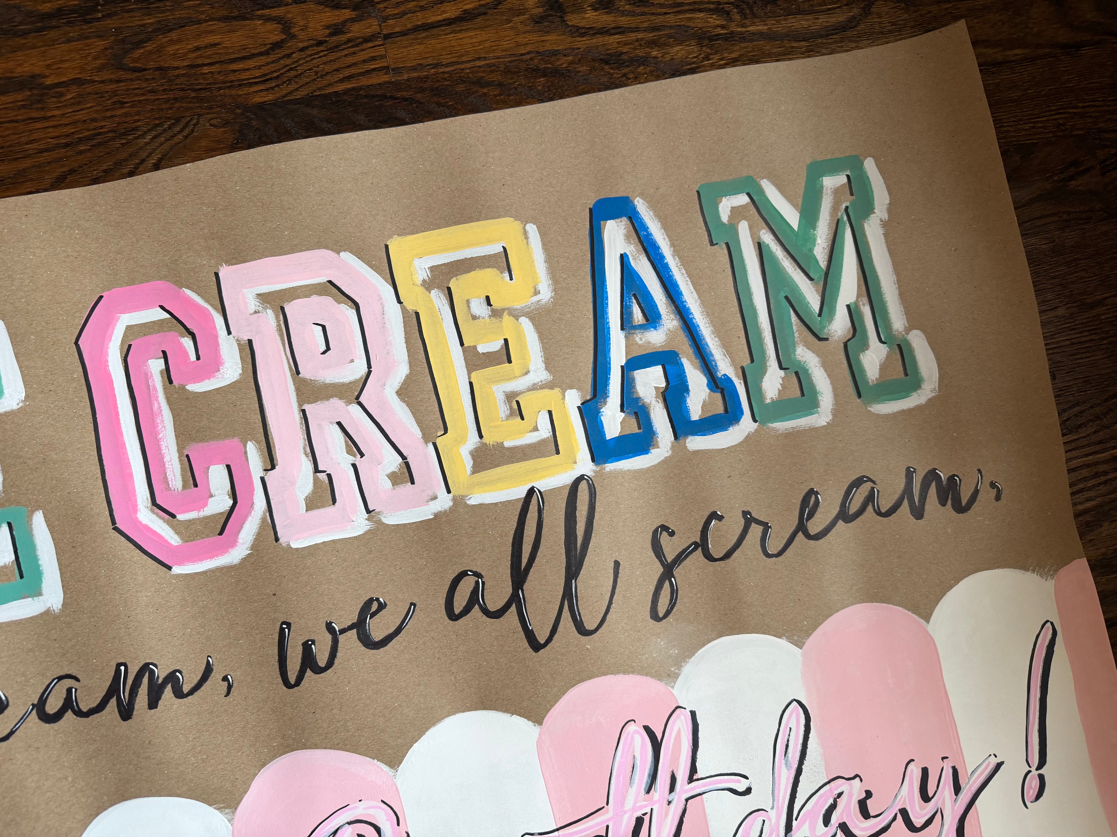 Ice Cream Birthday - painted banner