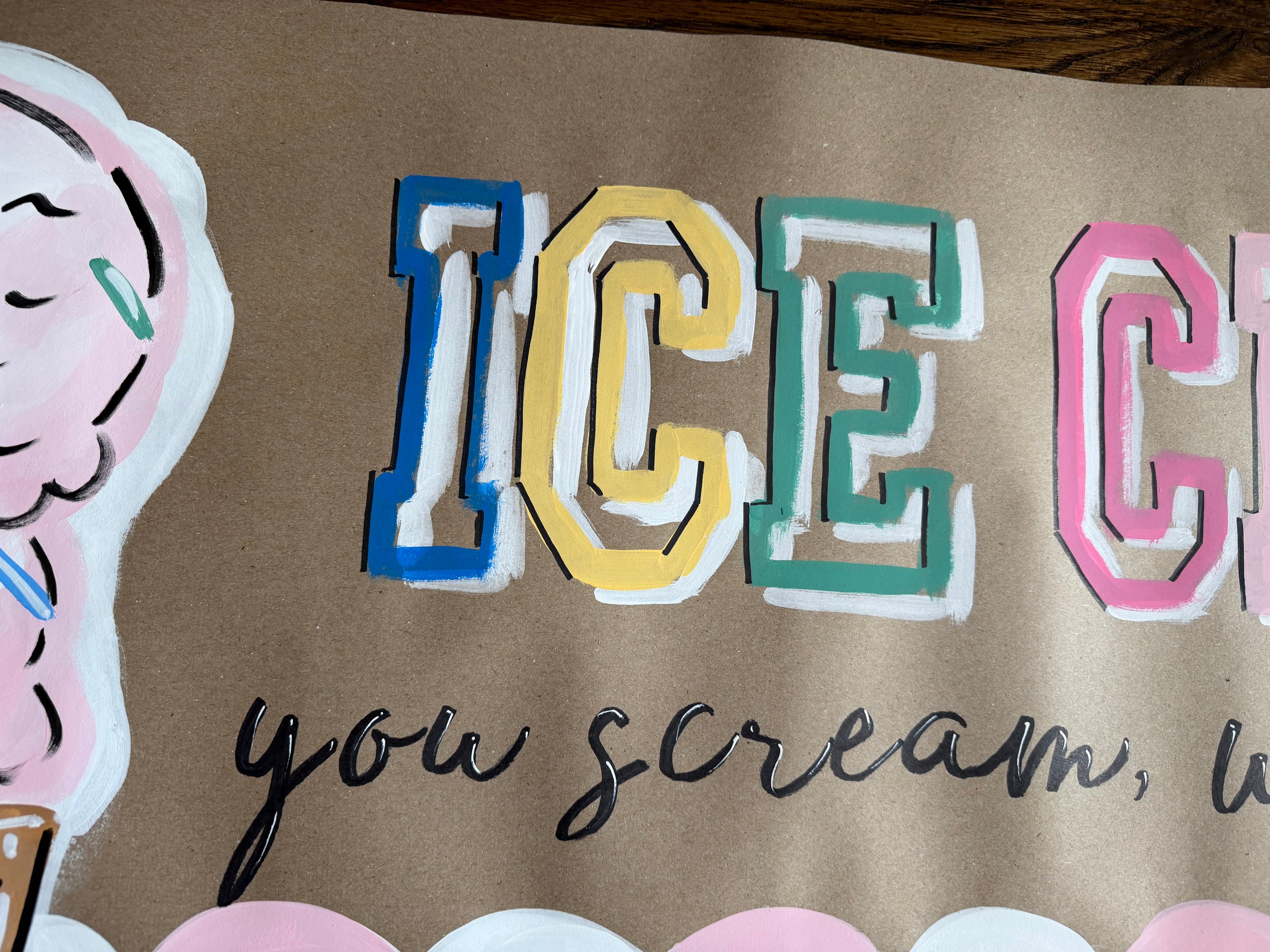 Ice Cream Birthday - painted banner