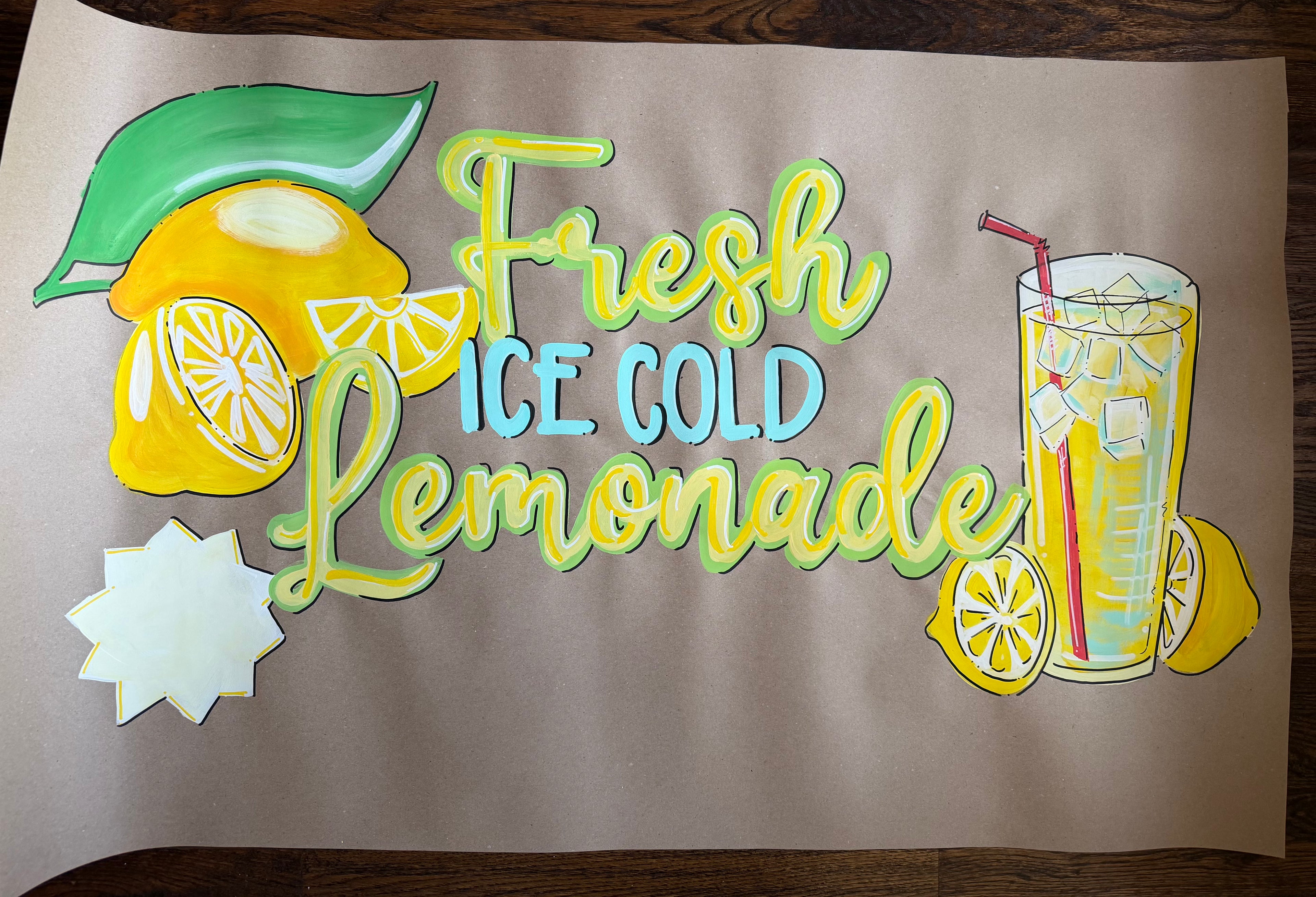 Ice Cold Lemonade - painted banner