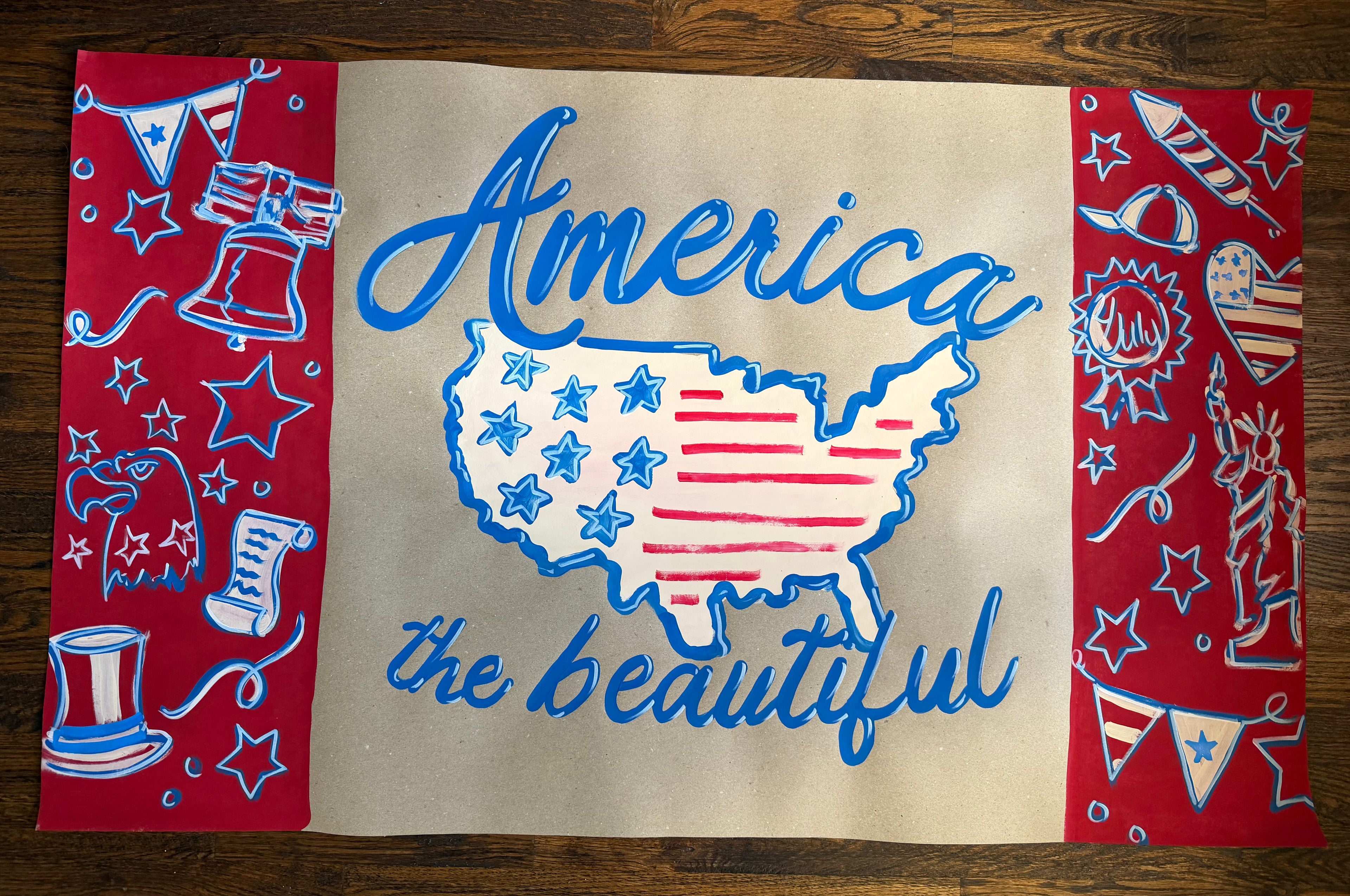 America the Beautiful - 4th of July painted banner