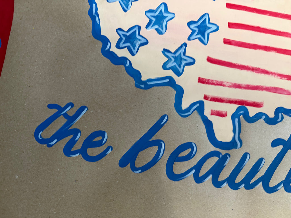 America the Beautiful - 4th of July painted banner