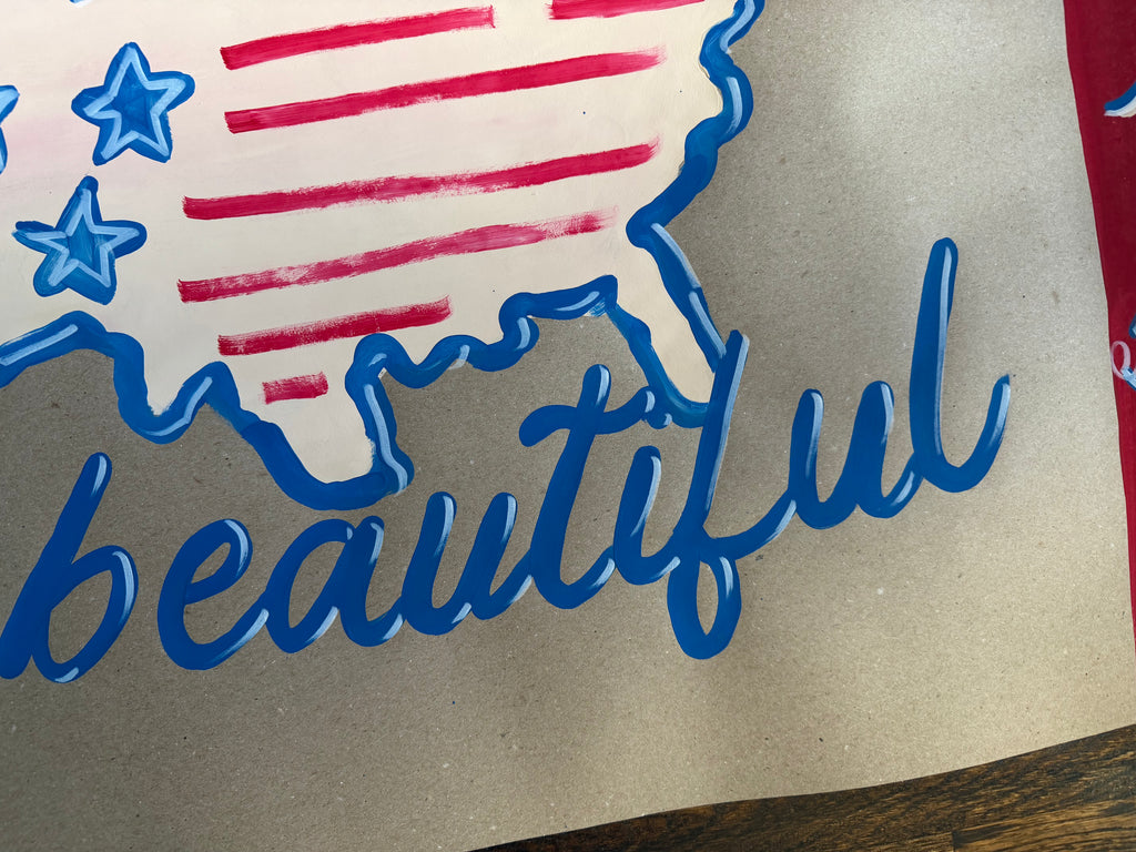 America the Beautiful - 4th of July painted banner