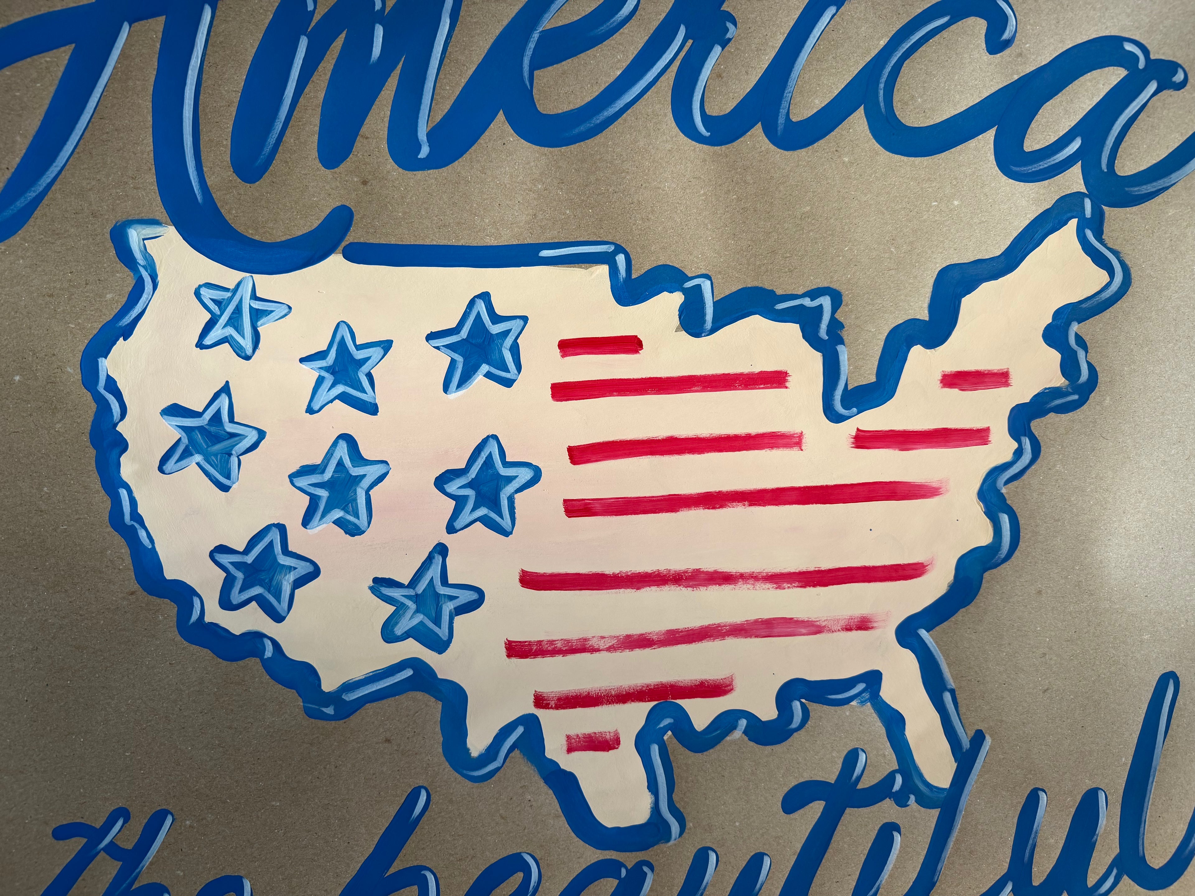 America the Beautiful - 4th of July painted banner