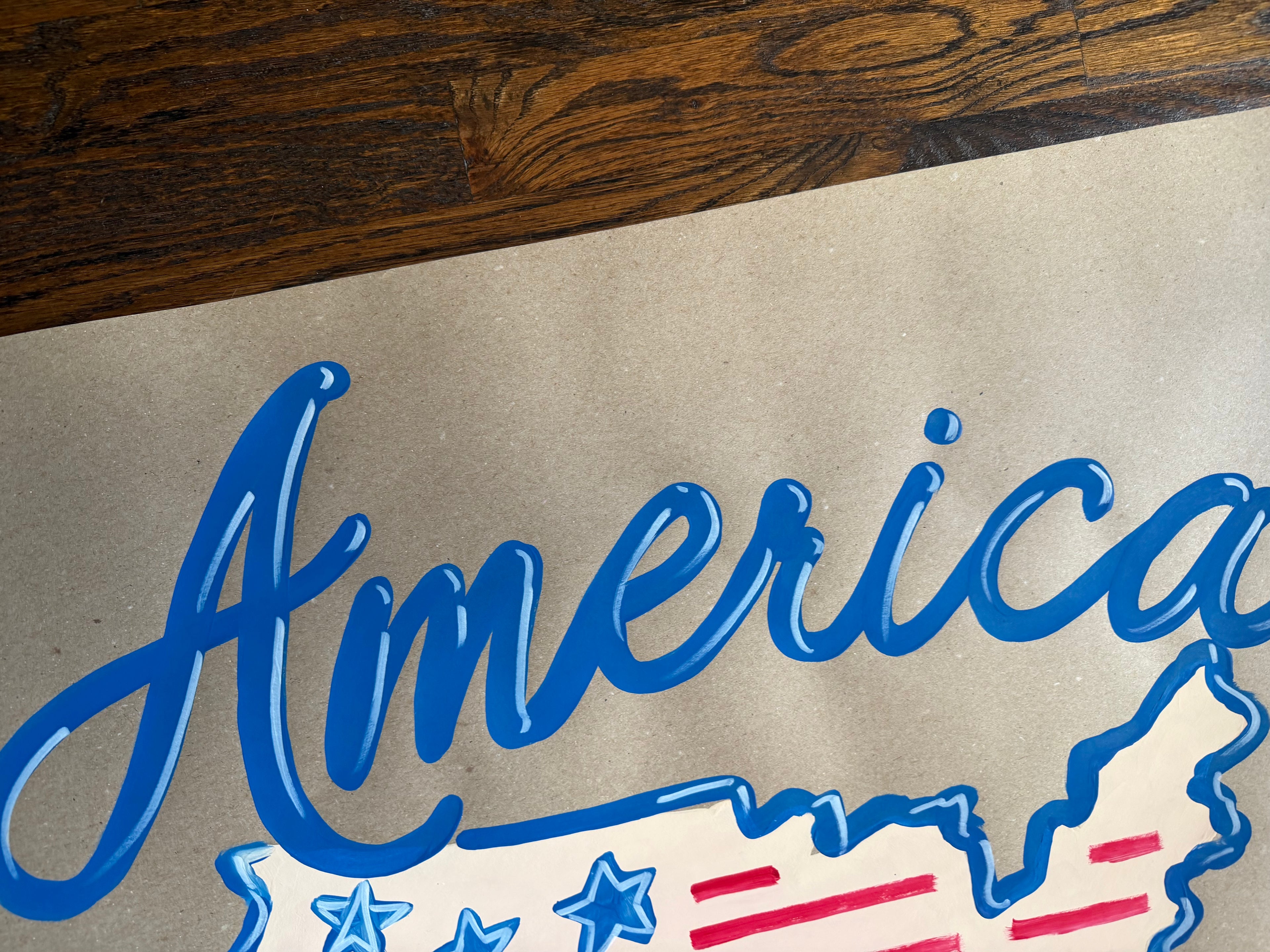 America the Beautiful - 4th of July painted banner