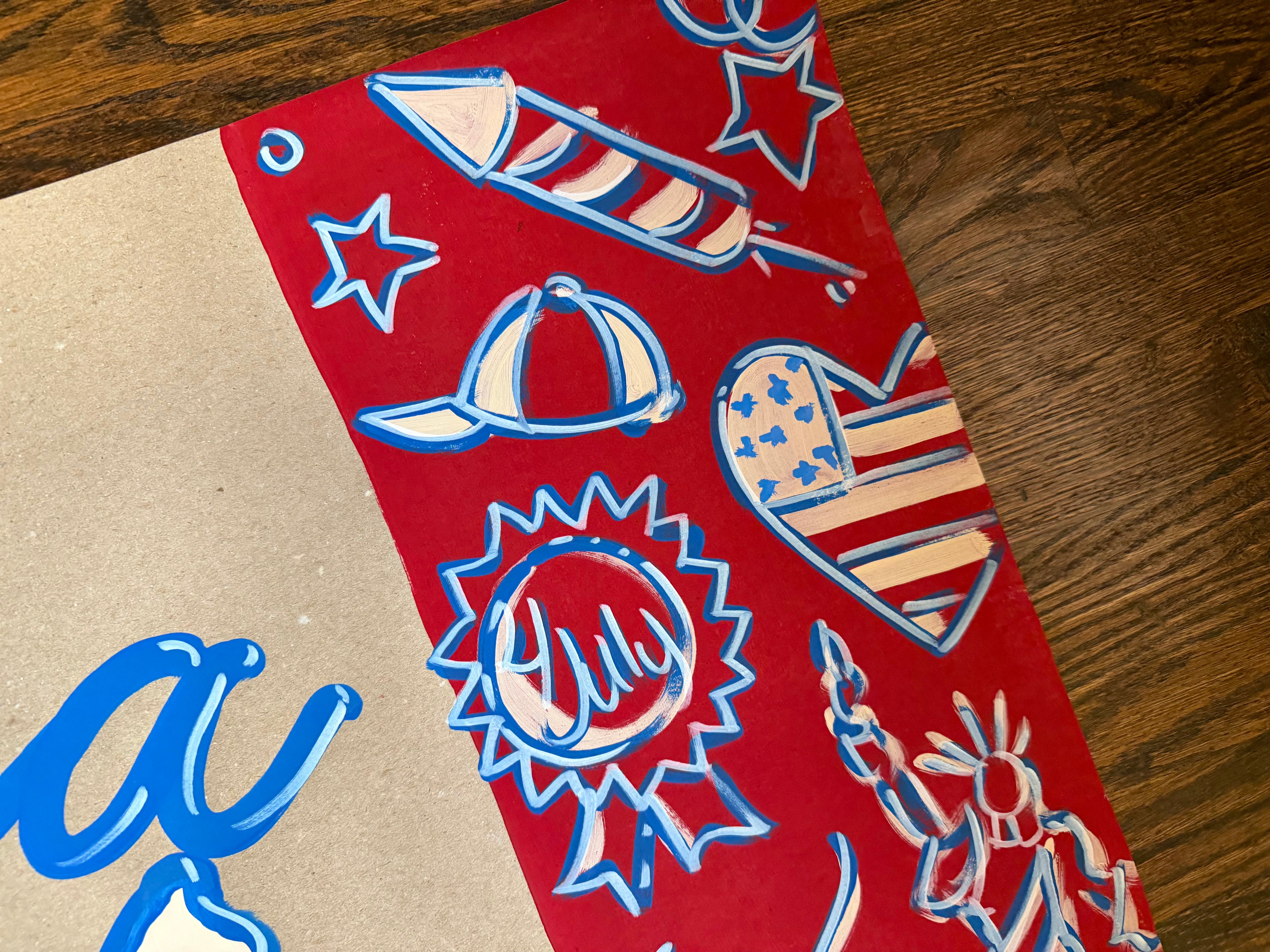 America the Beautiful - 4th of July painted banner