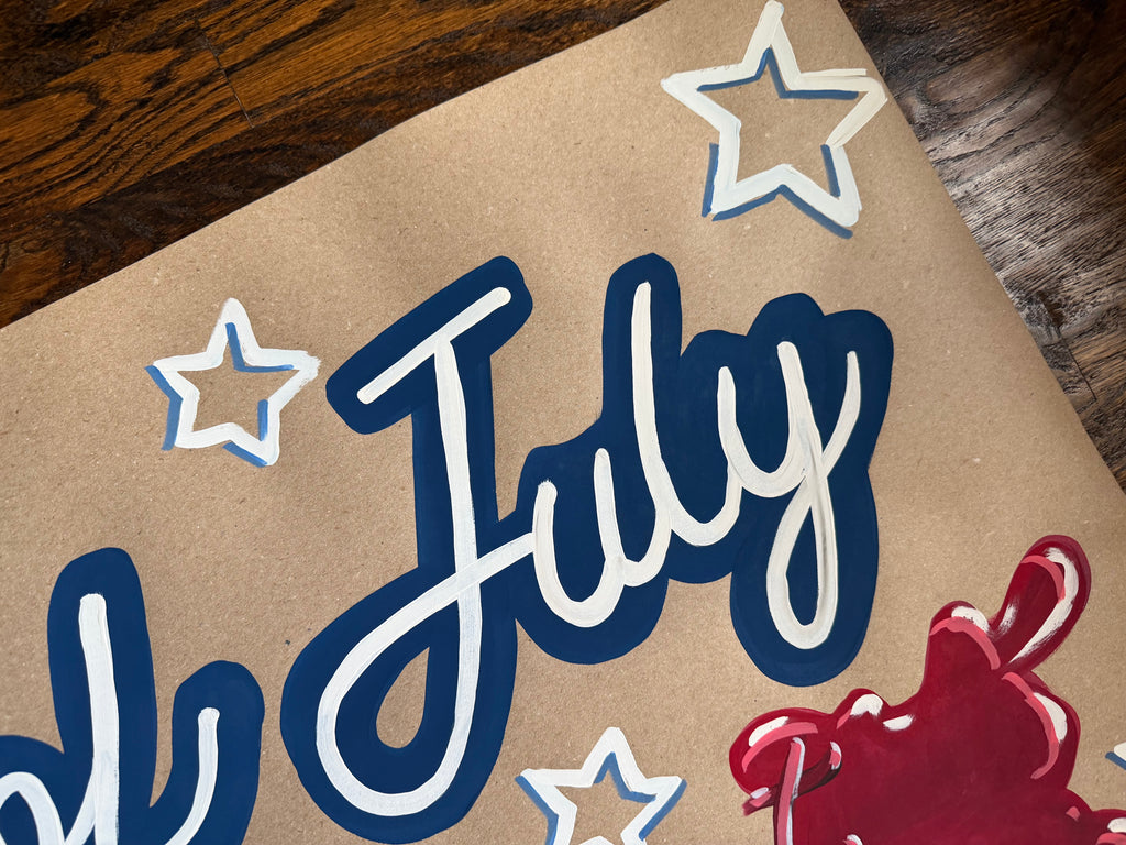 Hot Dog 4th of July - painted banner