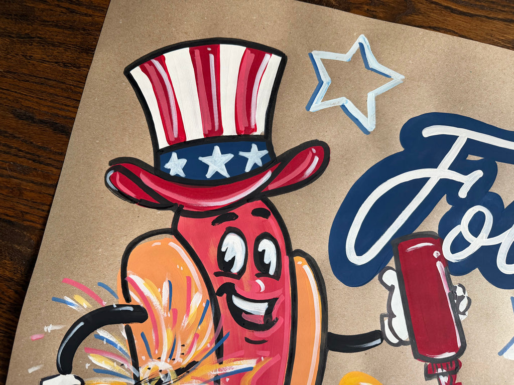 Hot Dog 4th of July - painted banner