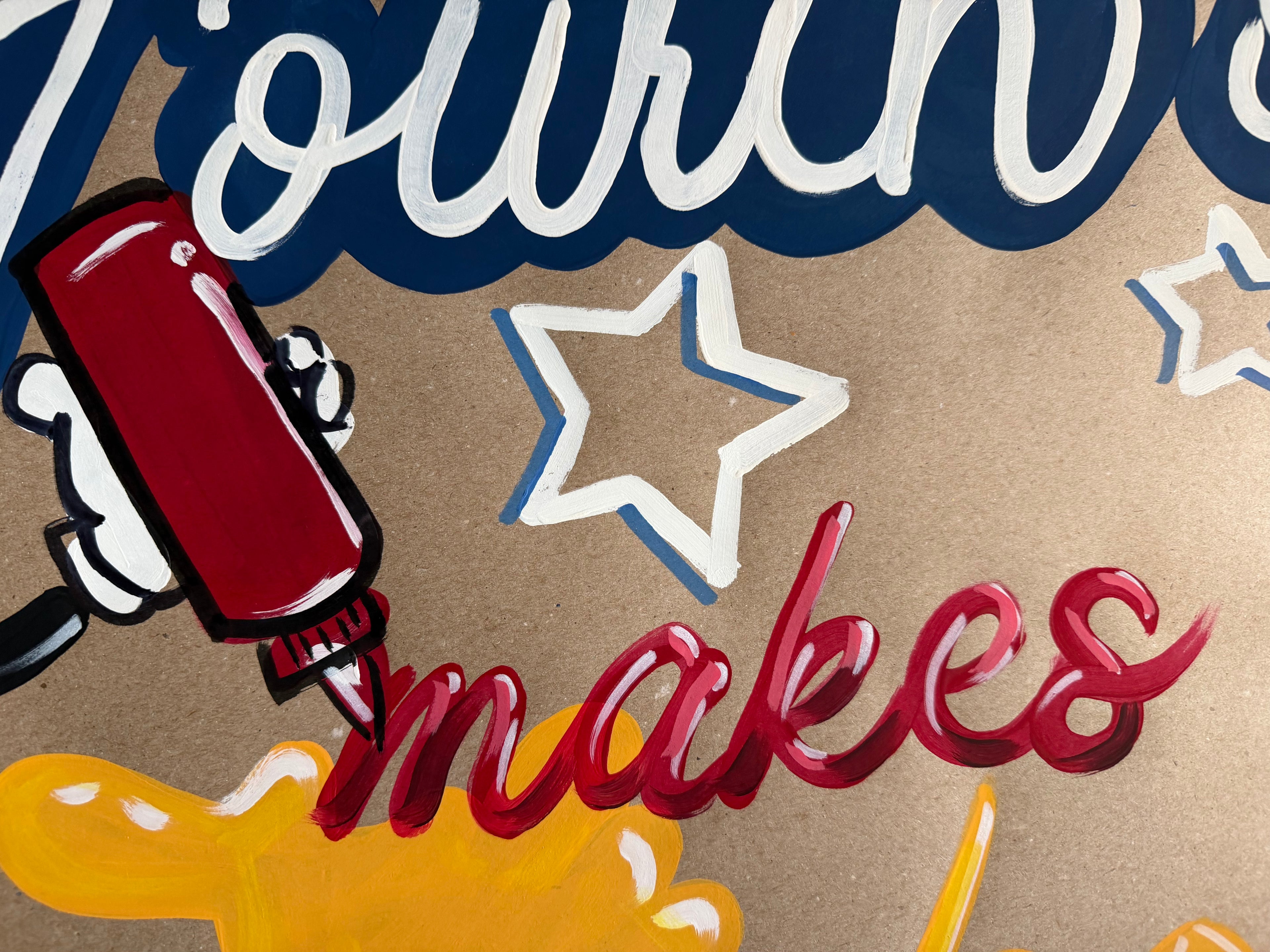 Hot Dog 4th of July - painted banner