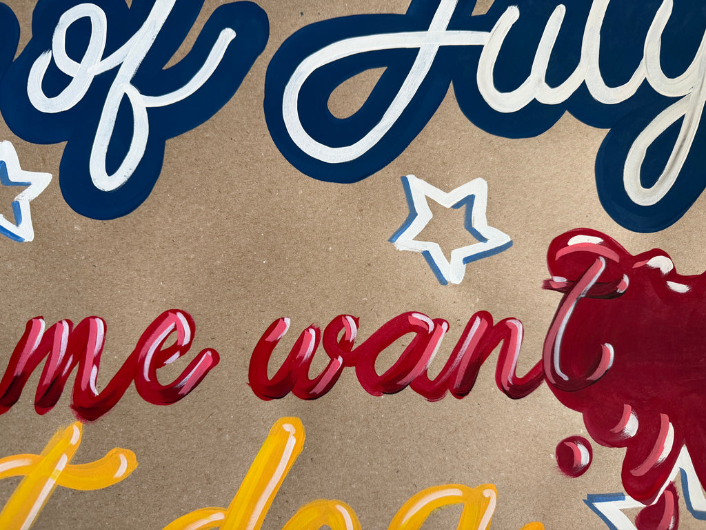 Hot Dog 4th of July - painted banner