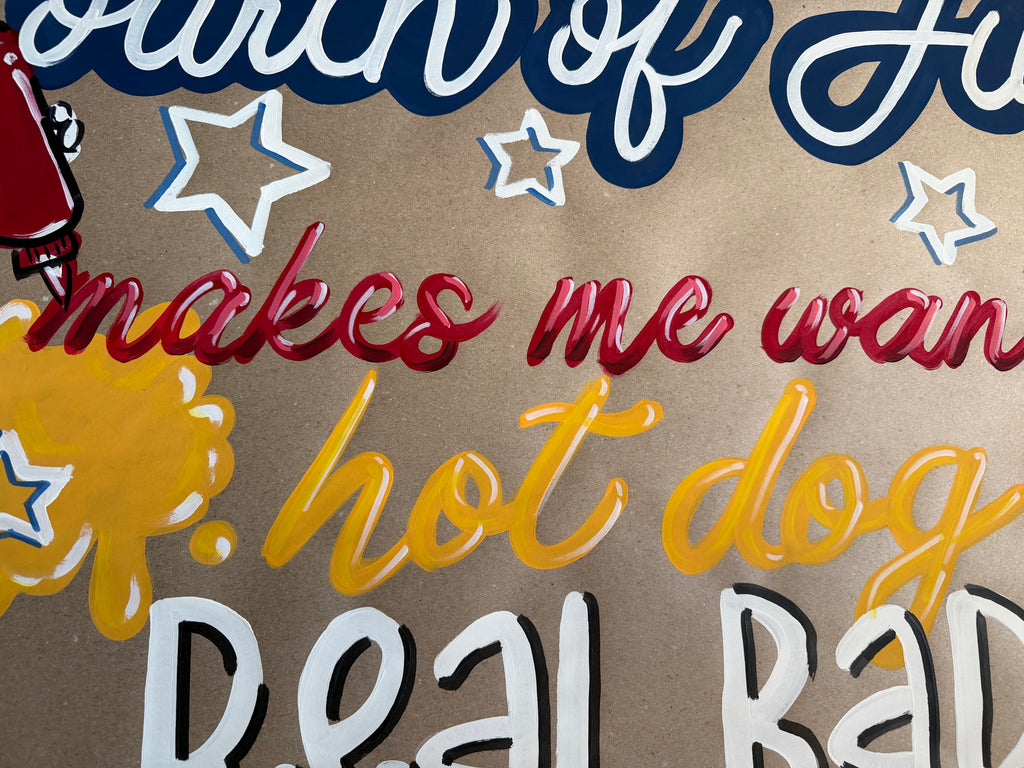 Hot Dog 4th of July - painted banner