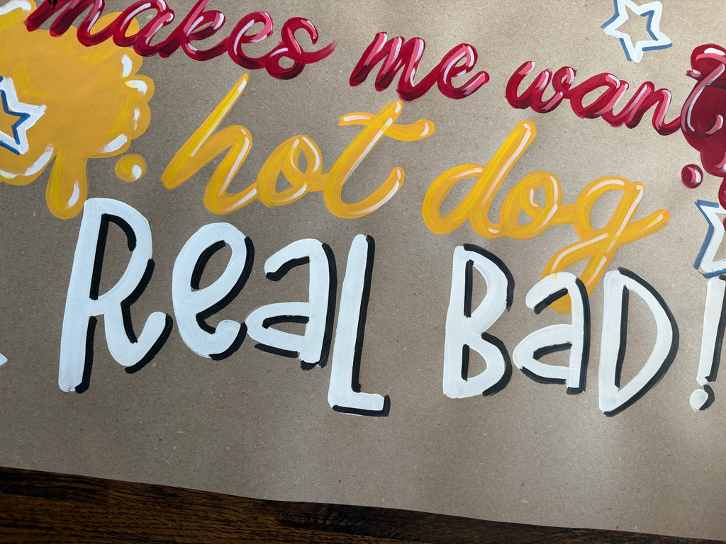 Hot Dog 4th of July - painted banner