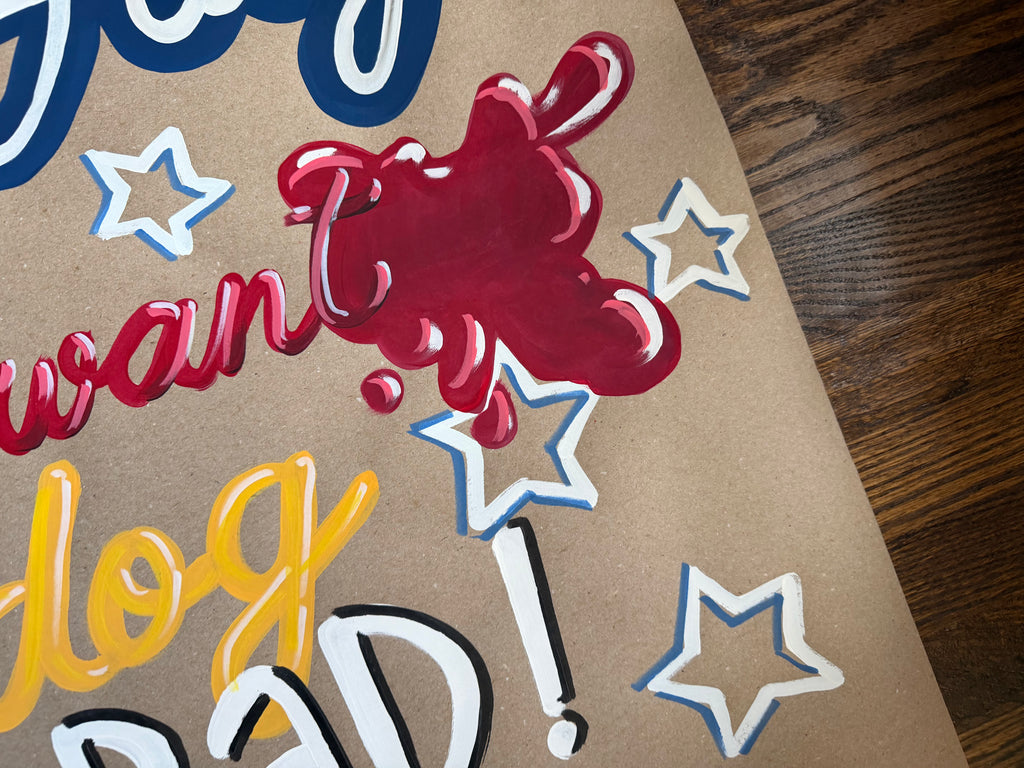 Hot Dog 4th of July - painted banner