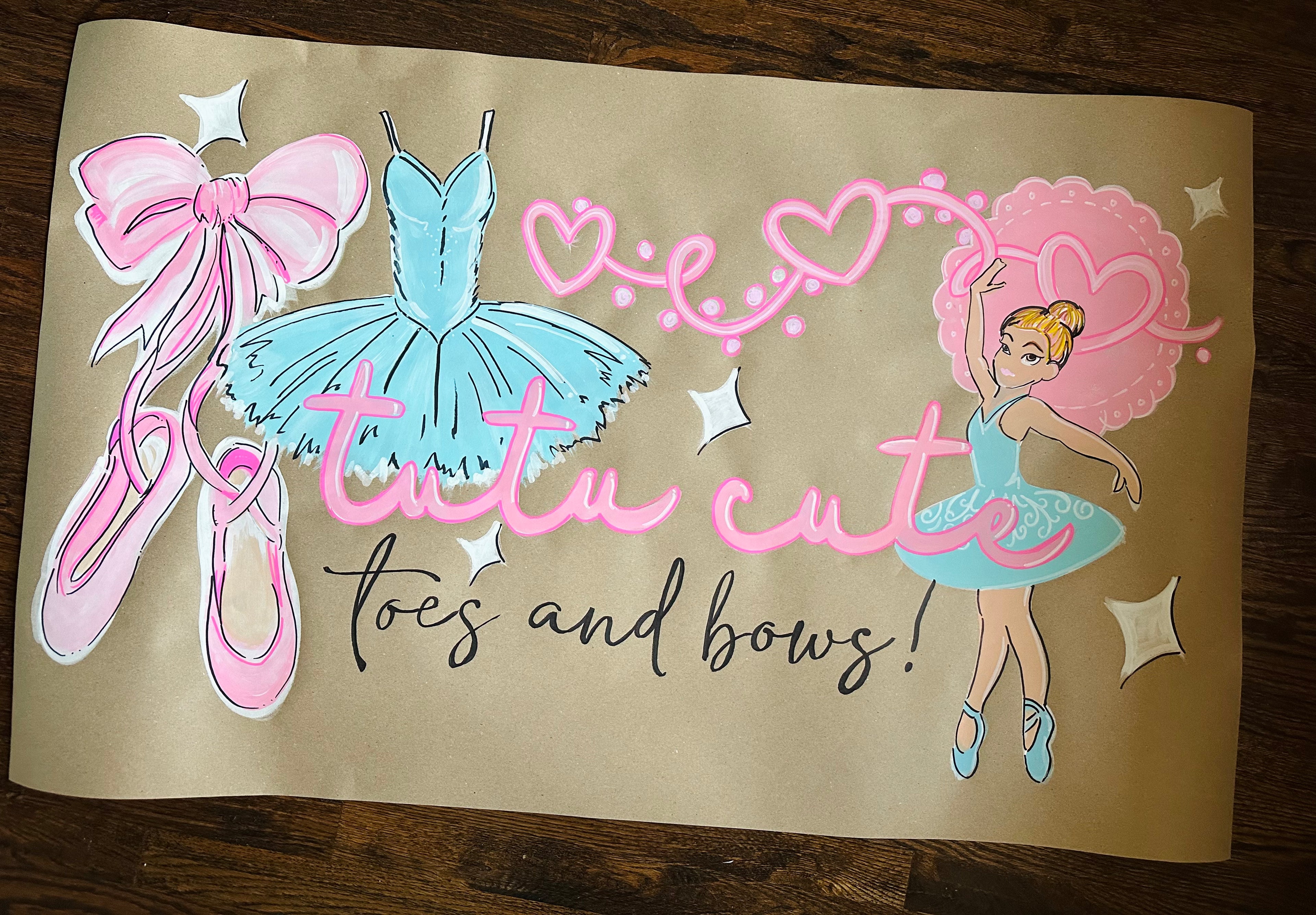 Toes and bows, Tutu cute, ballet Banner,